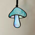 Textured Blue & Iridescent Mushroom Stained Glass Suncatcher