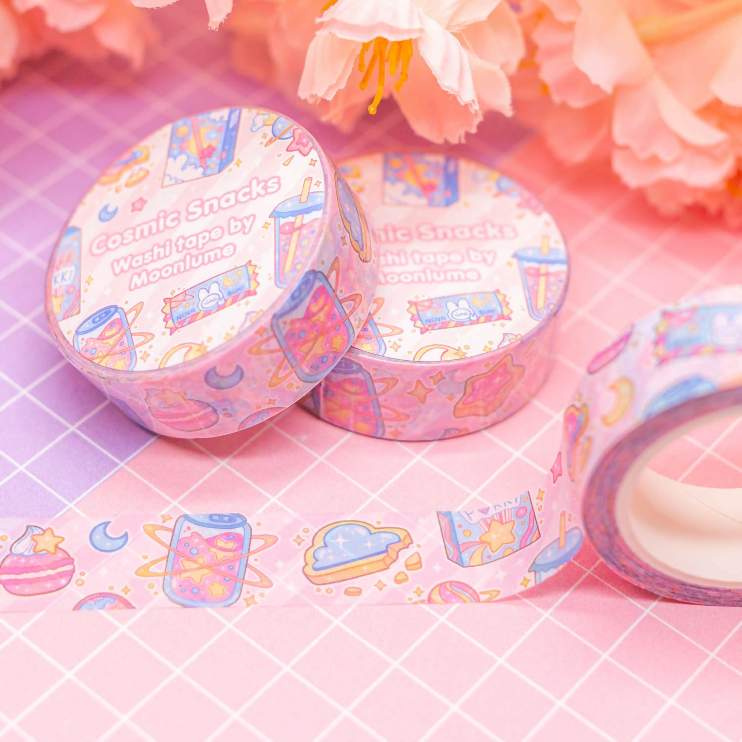 Washi Tape - Pastel Pink Cosmic Snacks