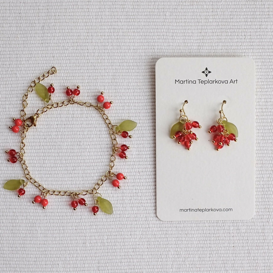 Red Berries Cluster Earrings