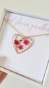 Real Flower Red Heart Necklace Gold Plated