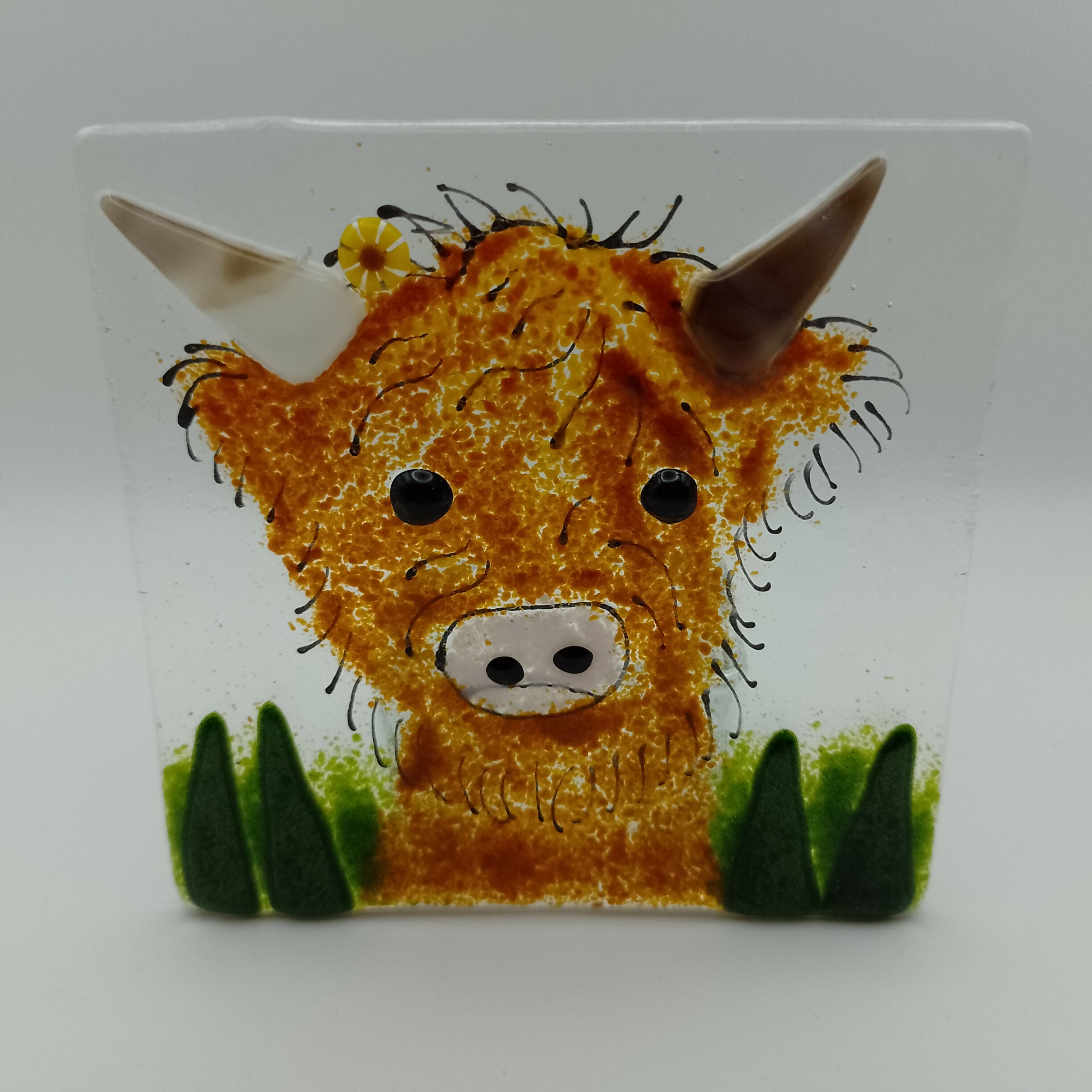 Fused Glass Highland Cow Tealight