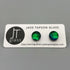 Emerald Green Dichroic Fused Glass Sterling Silver Stud Earrings - Handmade by Jade Tapson Glass.