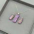 Pink Rainbow Raindrop Dichroic Glass Necklace and Earrings Set - Sterling Silver, Handmade by Jade Tapson Glass