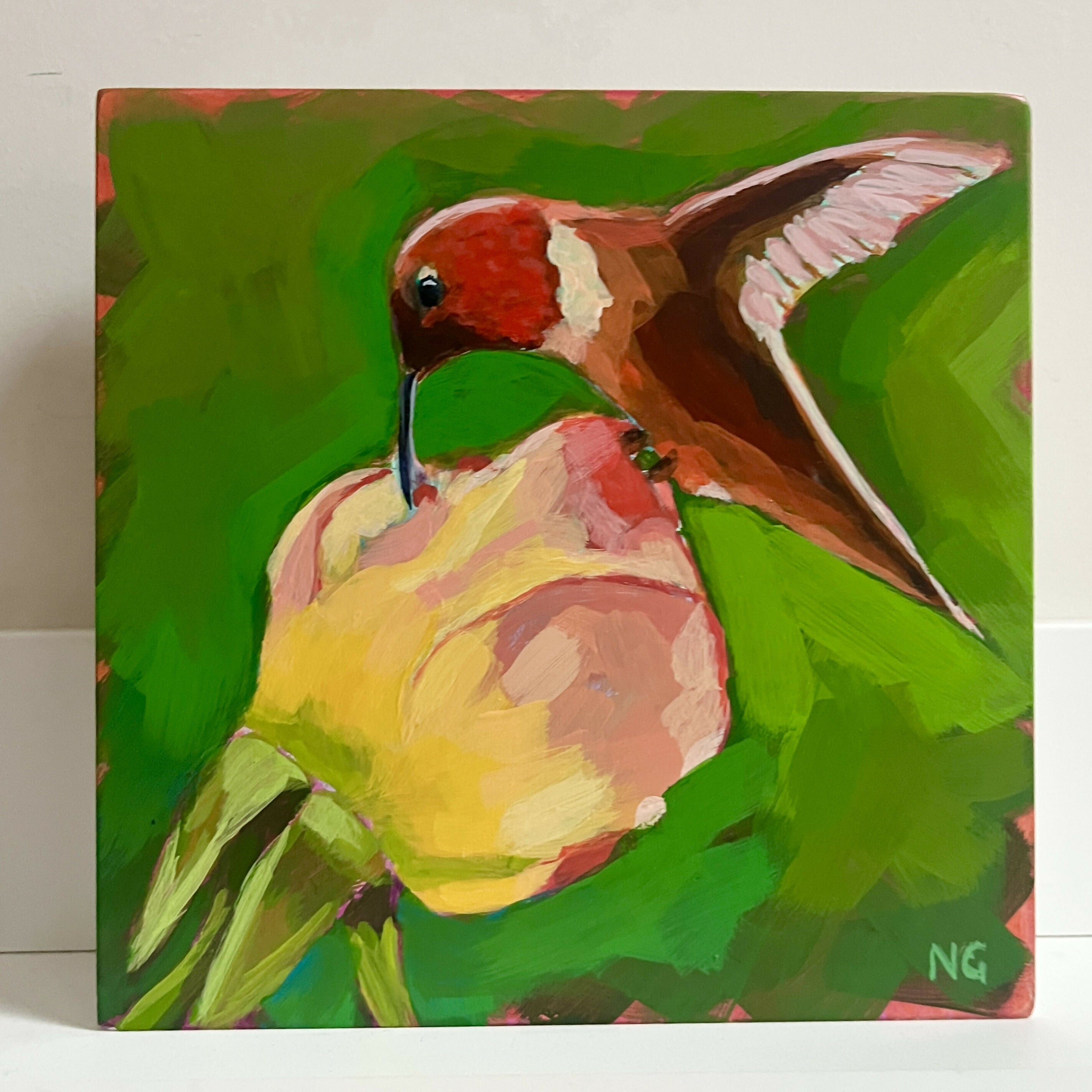 A Hummingbird’s Pause - Original Acrylic Painting