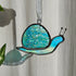 Textured Iridescent Green-Blue Snail Stained Glass Suncatcher