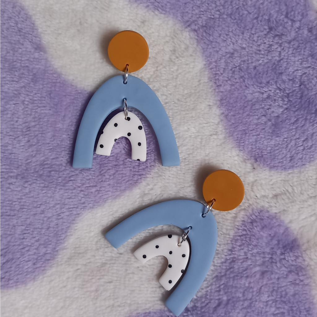 Polymer Clay Double-Drop Rainbow Earrings