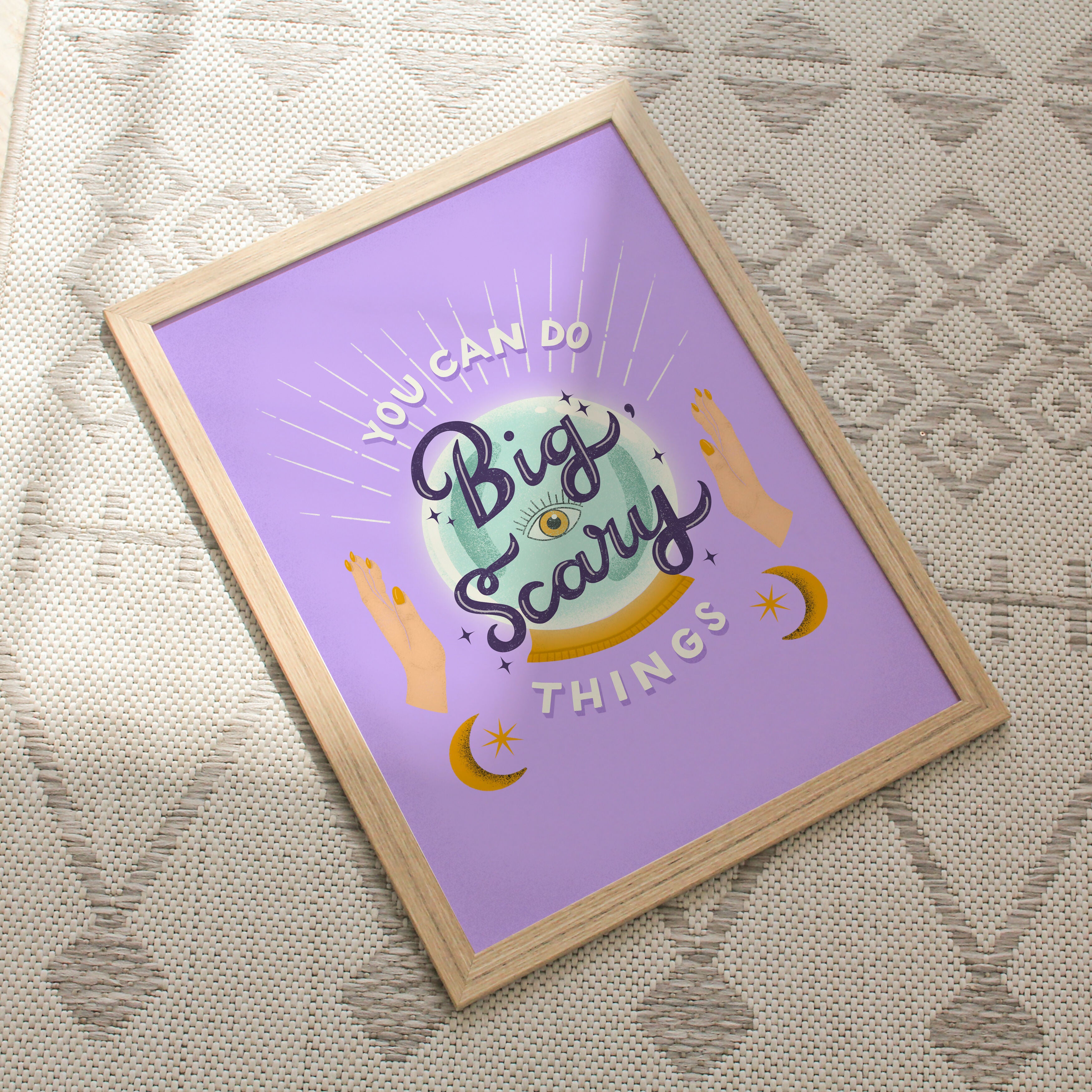 Crystal Ball Art Print: Positive Affirmation, Pink Wall Decor (A4)