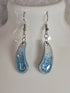 Handcrafted Teardrop Shaped Silver And Cyan Earrings