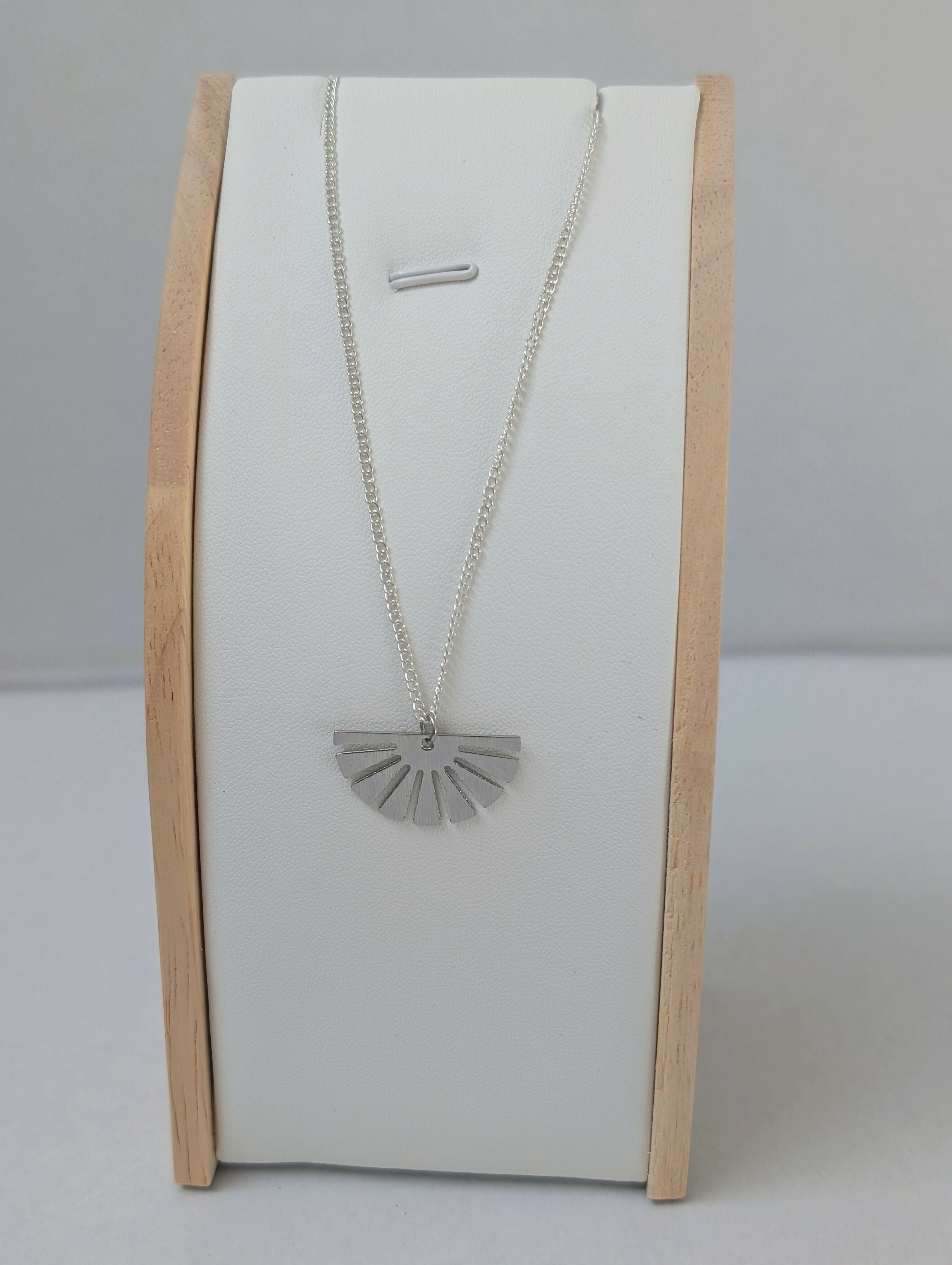 Gold Half Sun Fan Necklace on Fine Gold Plated Chain