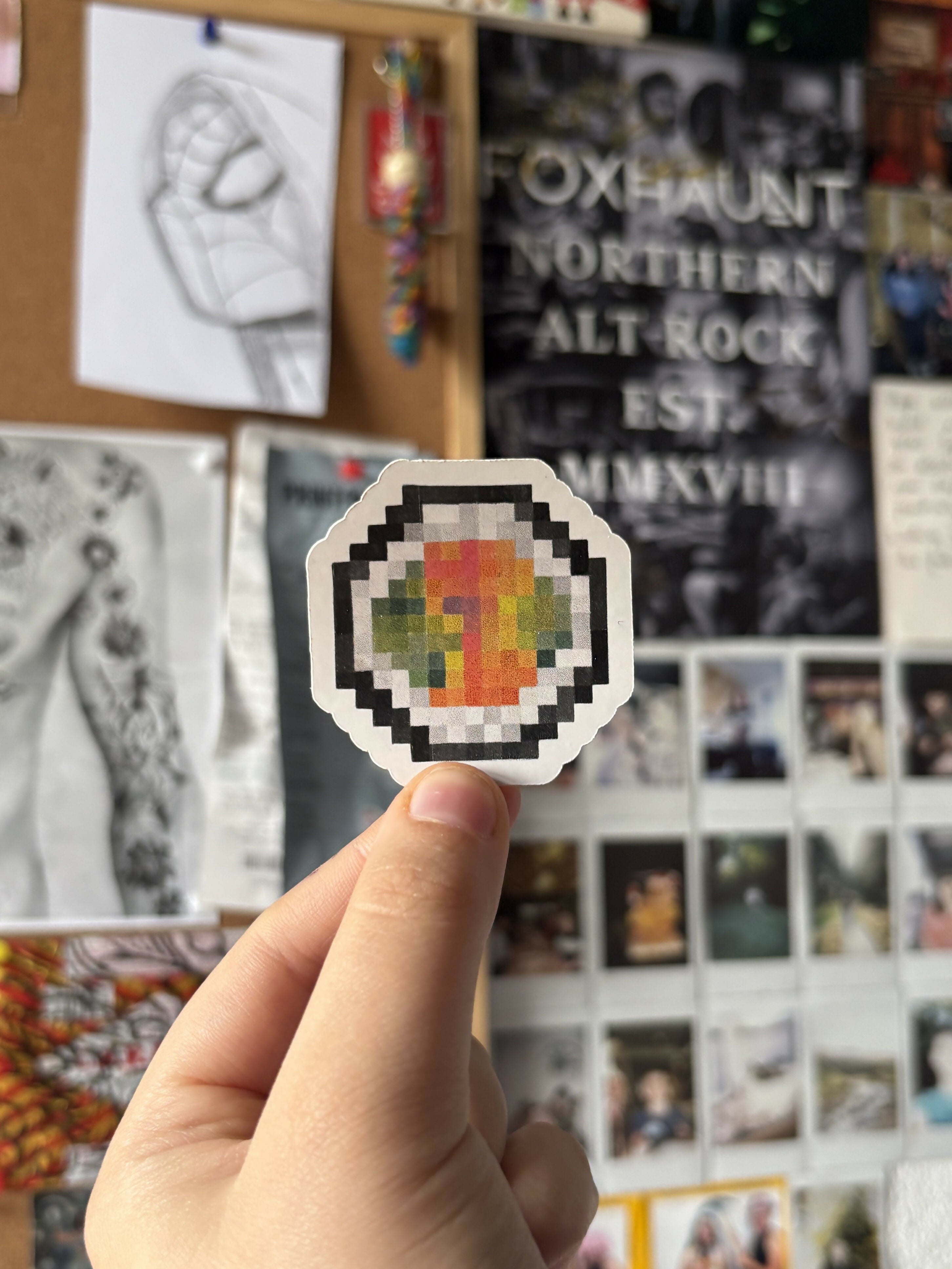Pixel Salmon Sushi Die-Cut Sticker - Variant 1