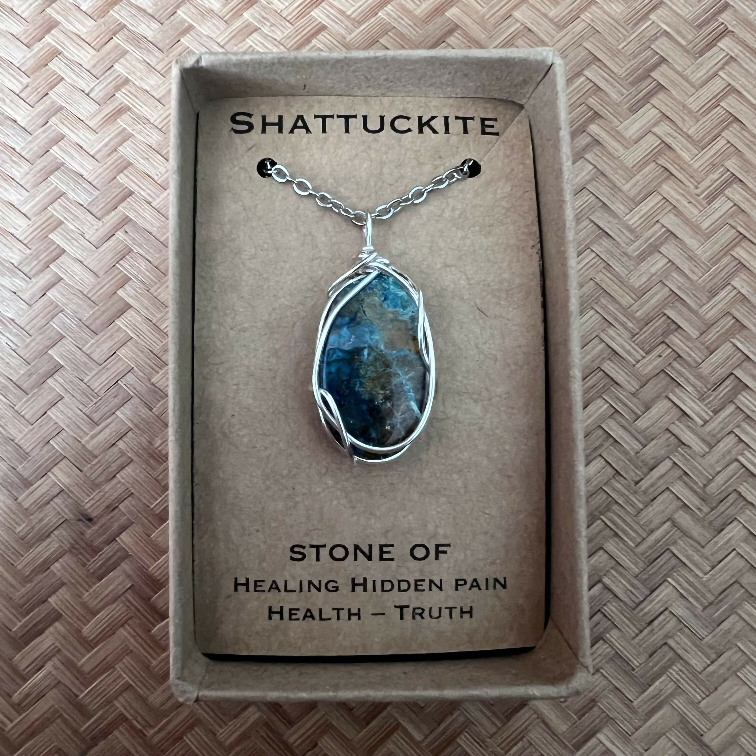 Shattuckite Wire Wrapped Pendant