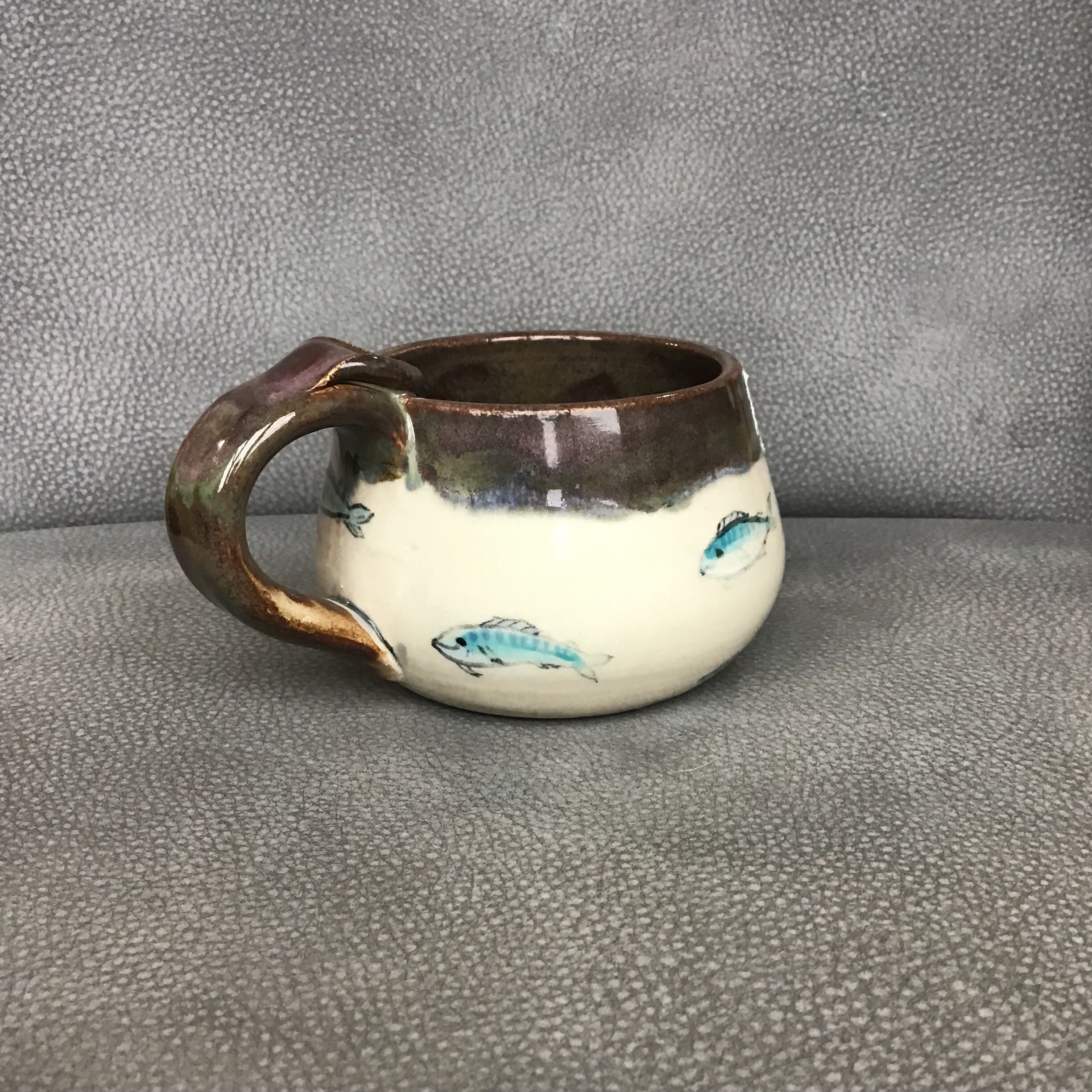 Stoneware Handpainted Fish Mug