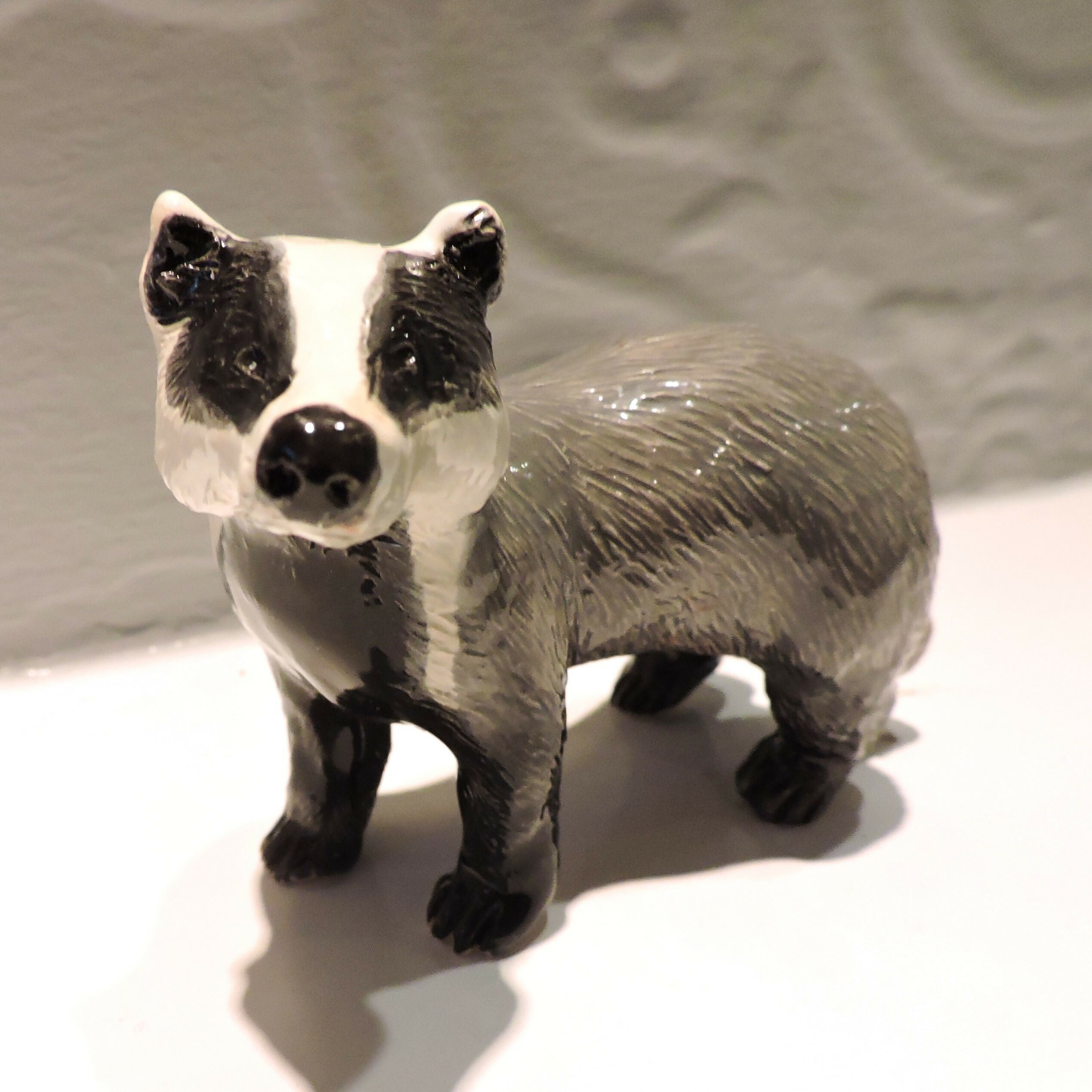 Ceramic Badger sculpture