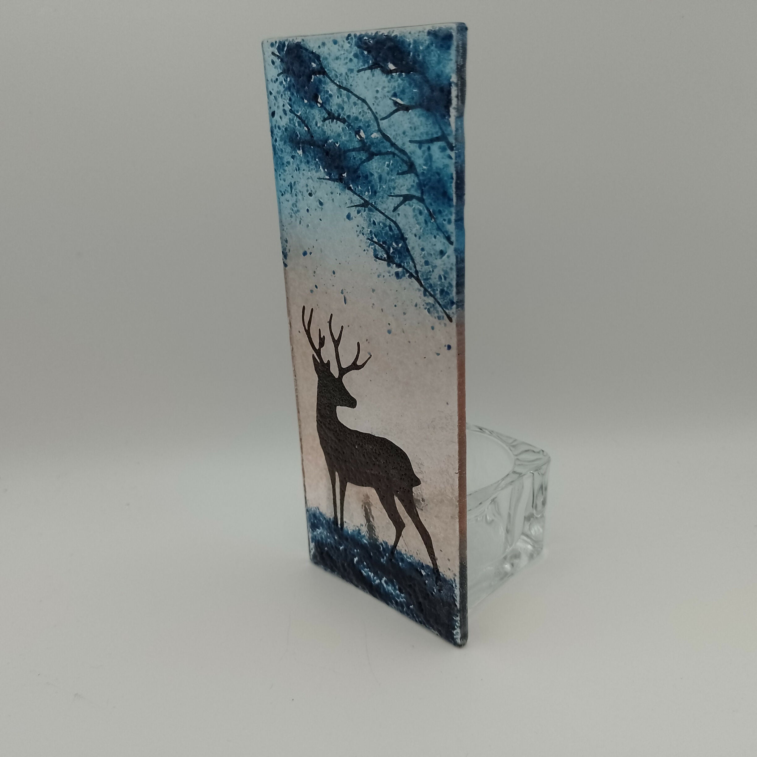 Fused Glass Silhouette Stag Tealight
