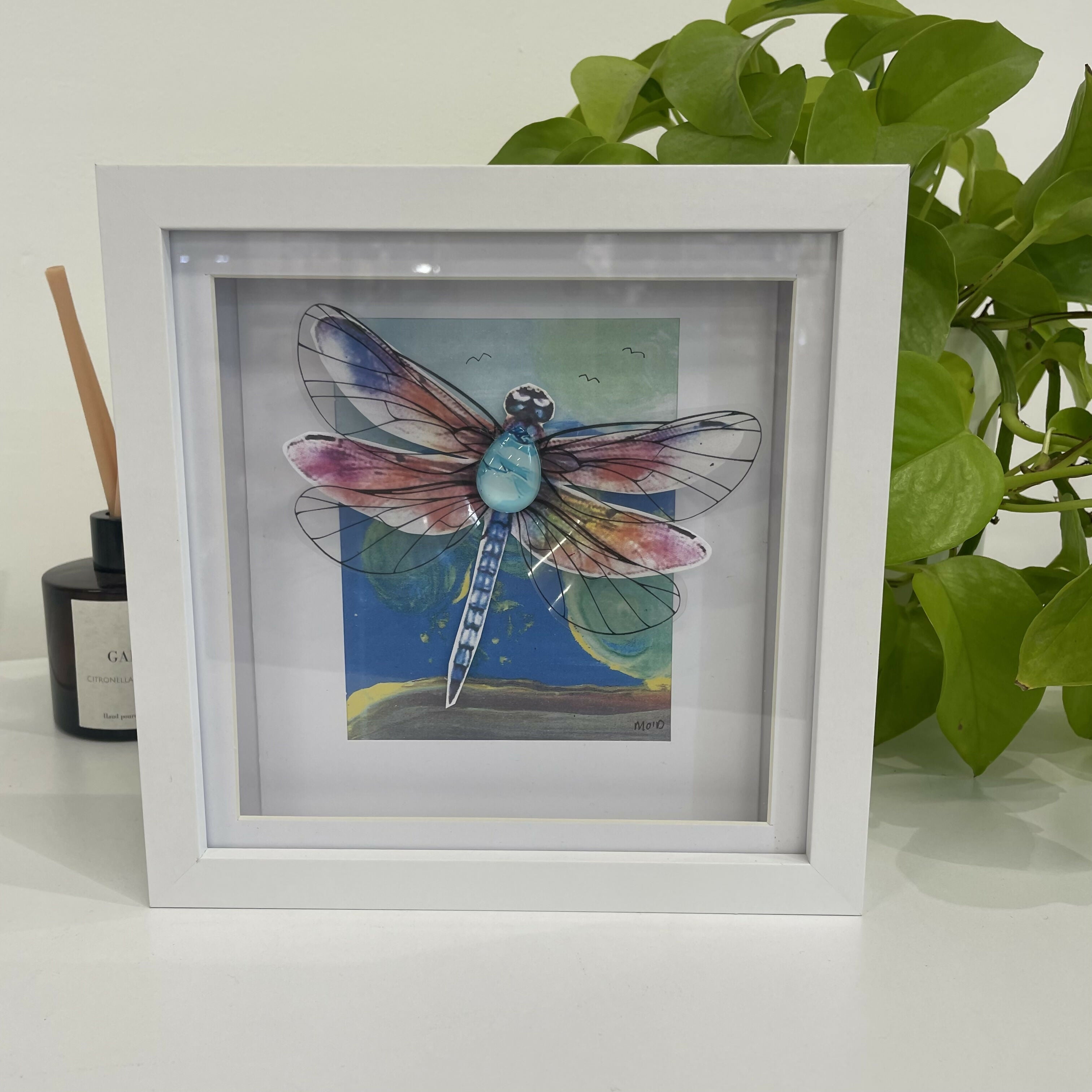 Framed Mixed Media Dragonfly
