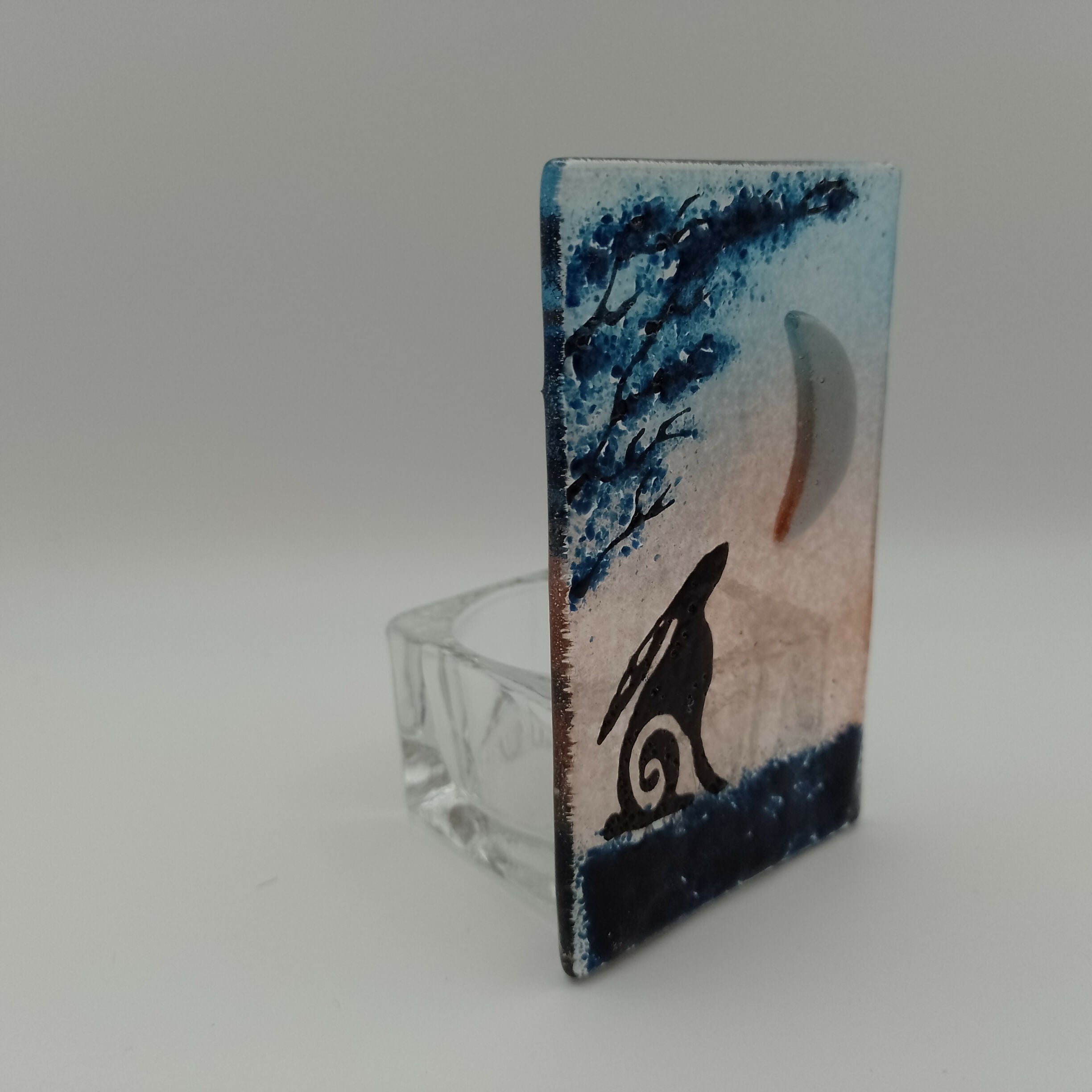 Fused Glass Silhouette Moon Gazing Hare