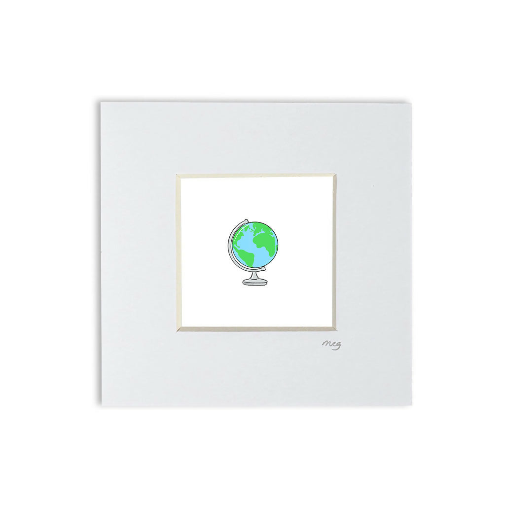 Globe 4x4" Mounted Mini Print