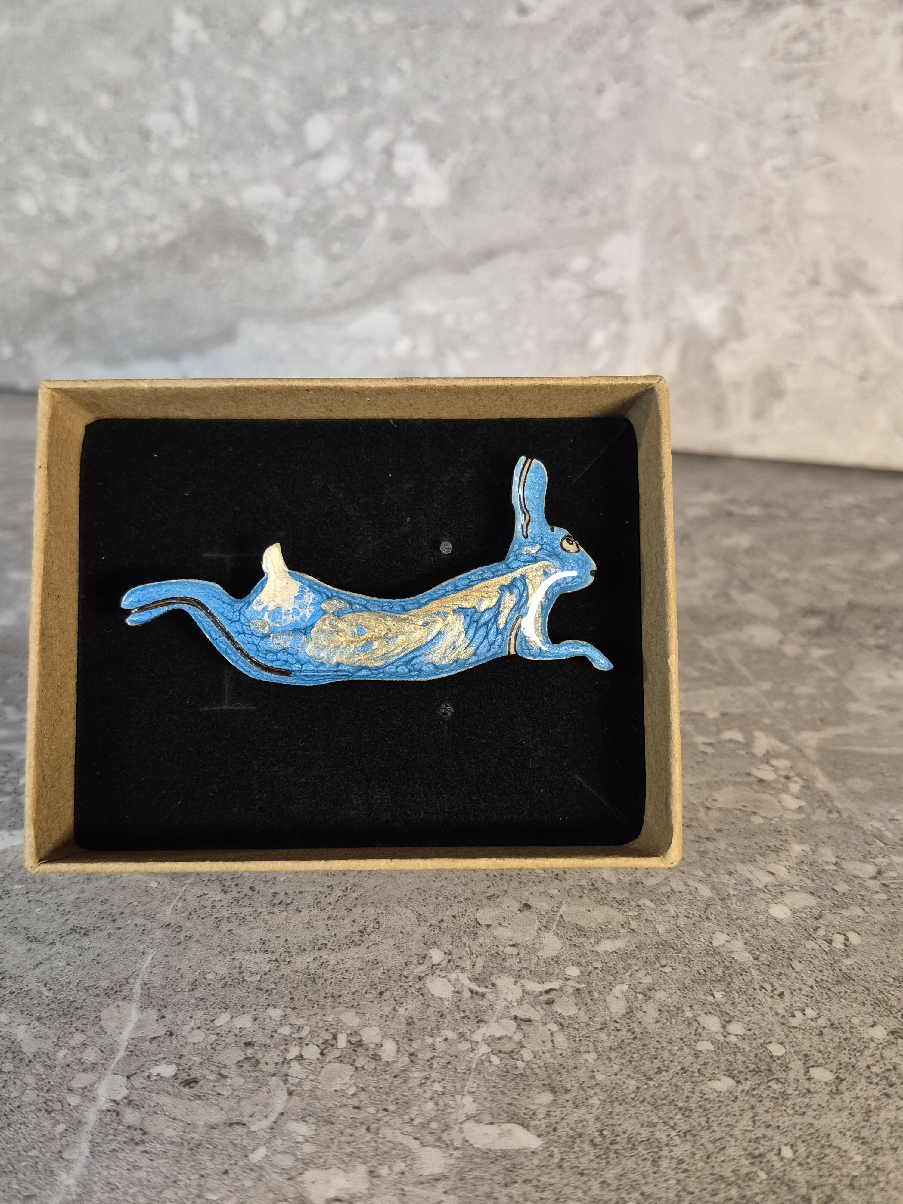 Unique Handcrafted Leaping Hare Pin
