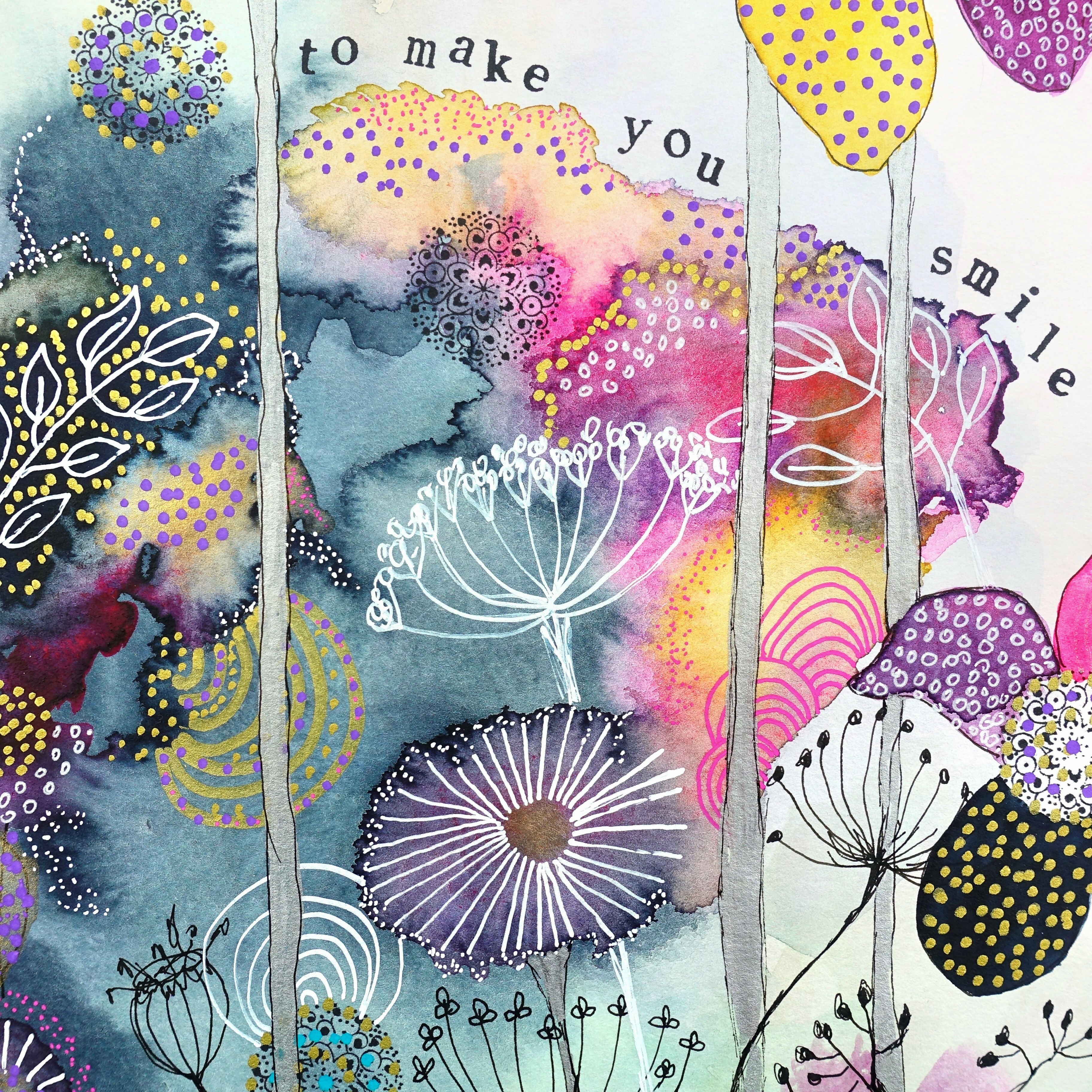 'Colours to Make You Smile' Original Mixed Media Painting