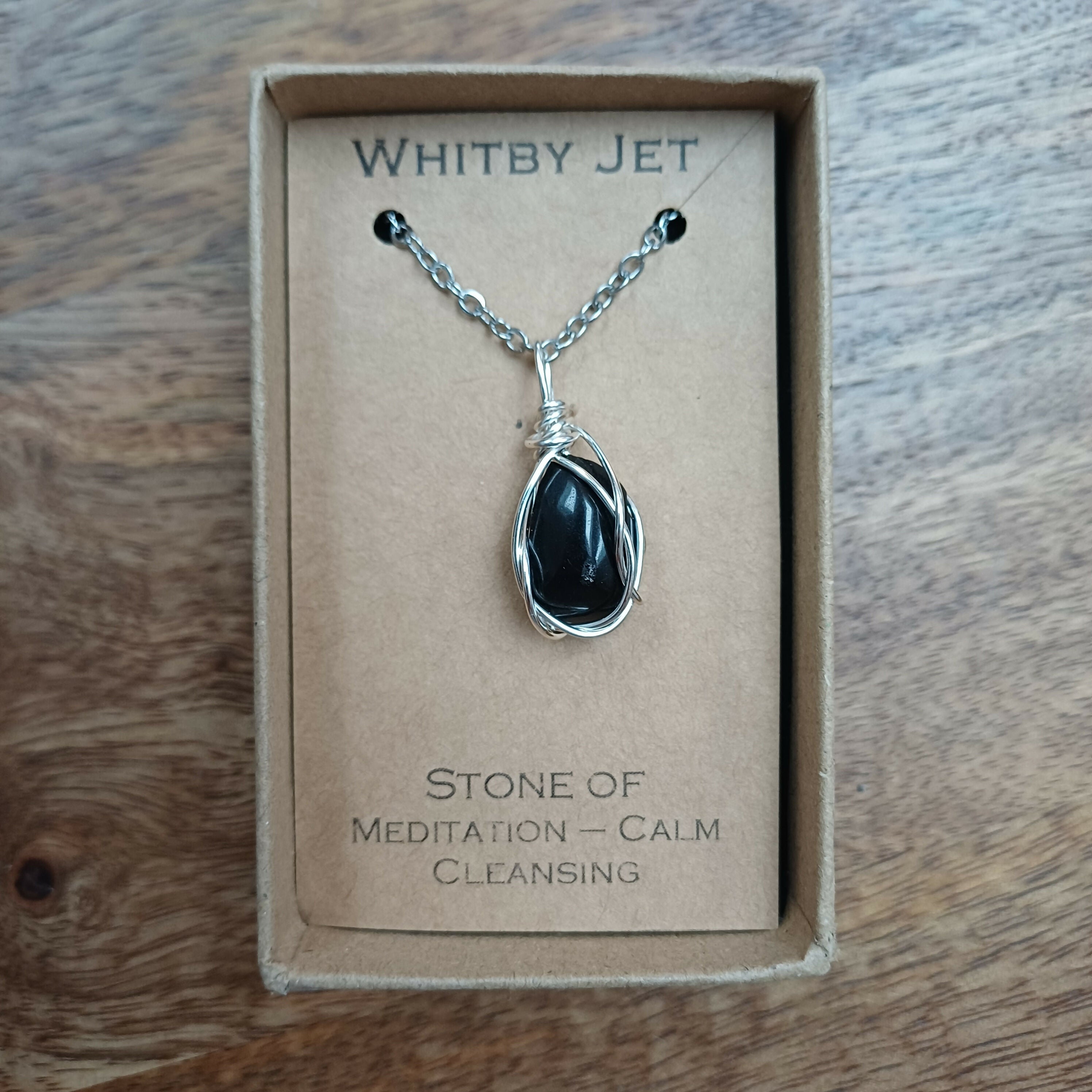 Whitby Jet Wire Wrapped Pendant