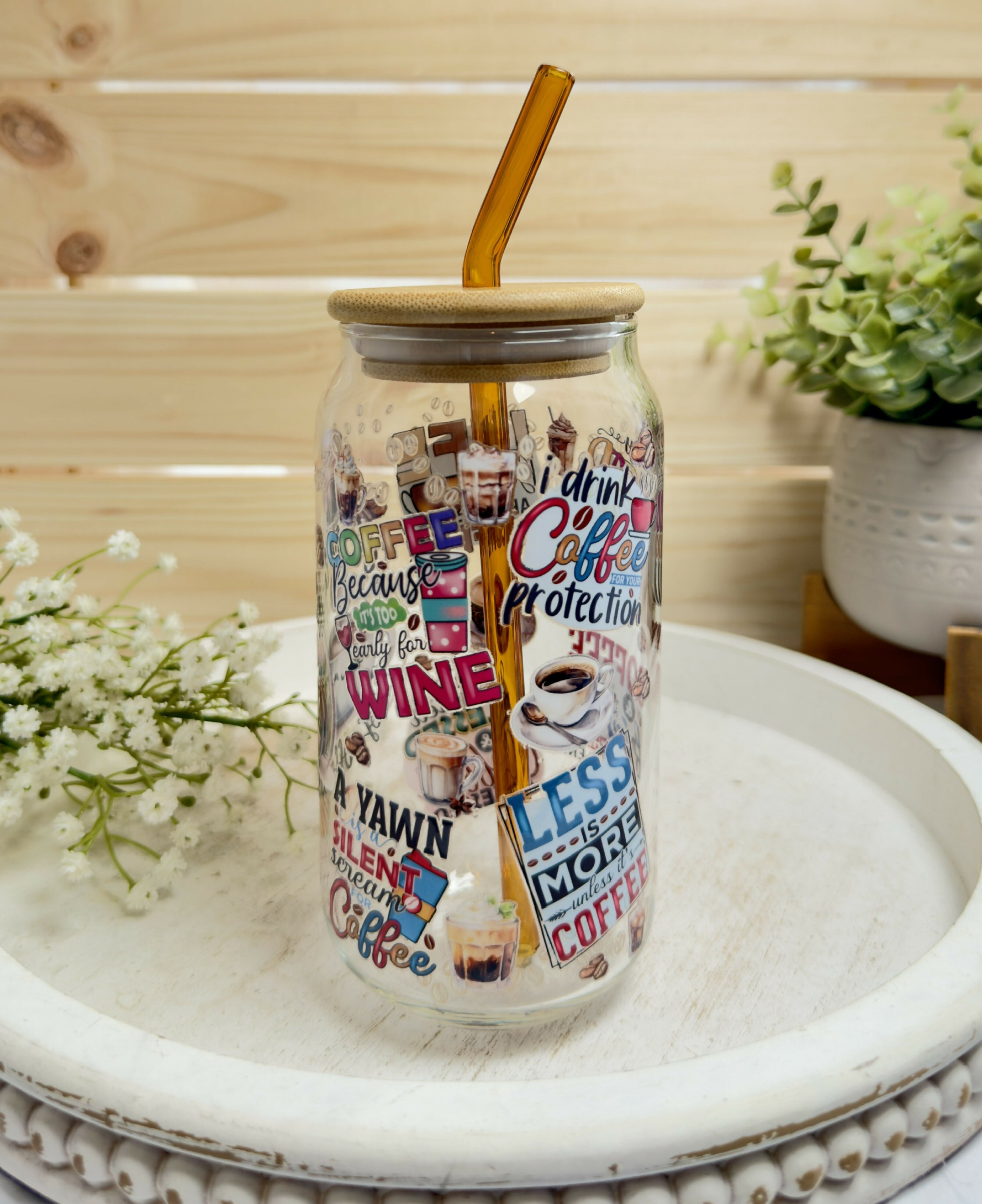 Glass Can Coffee Quotes Collection Fun