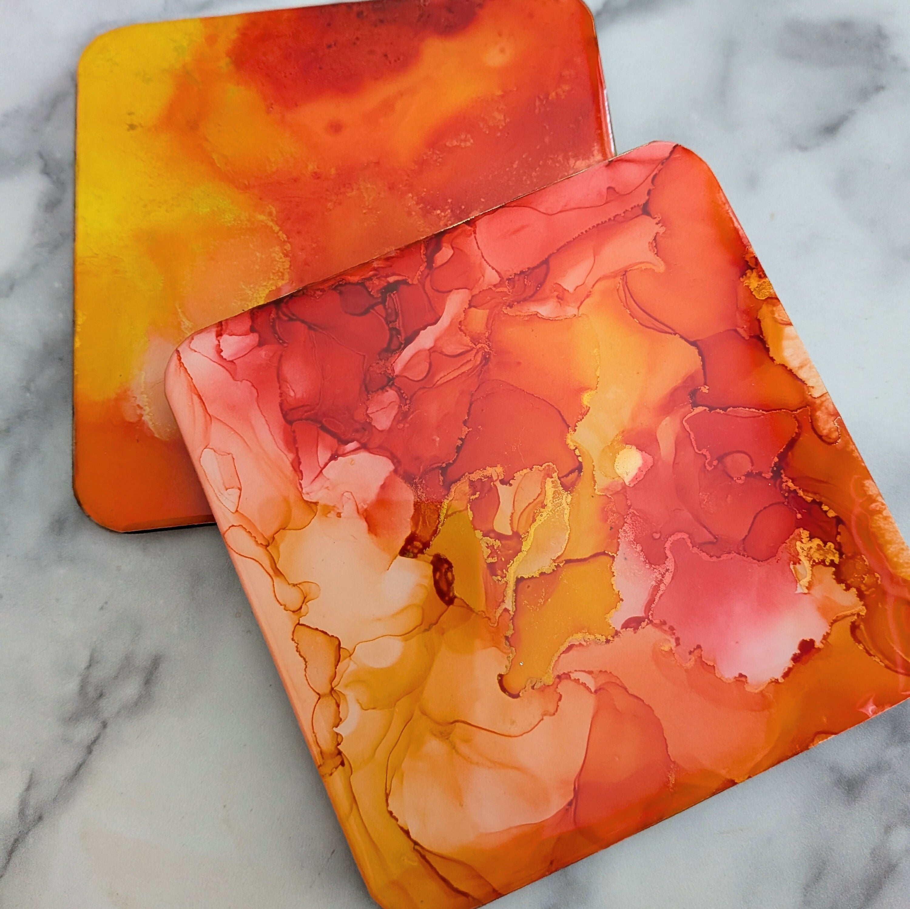 Hand Painted Coasters, Alcohol Ink Art