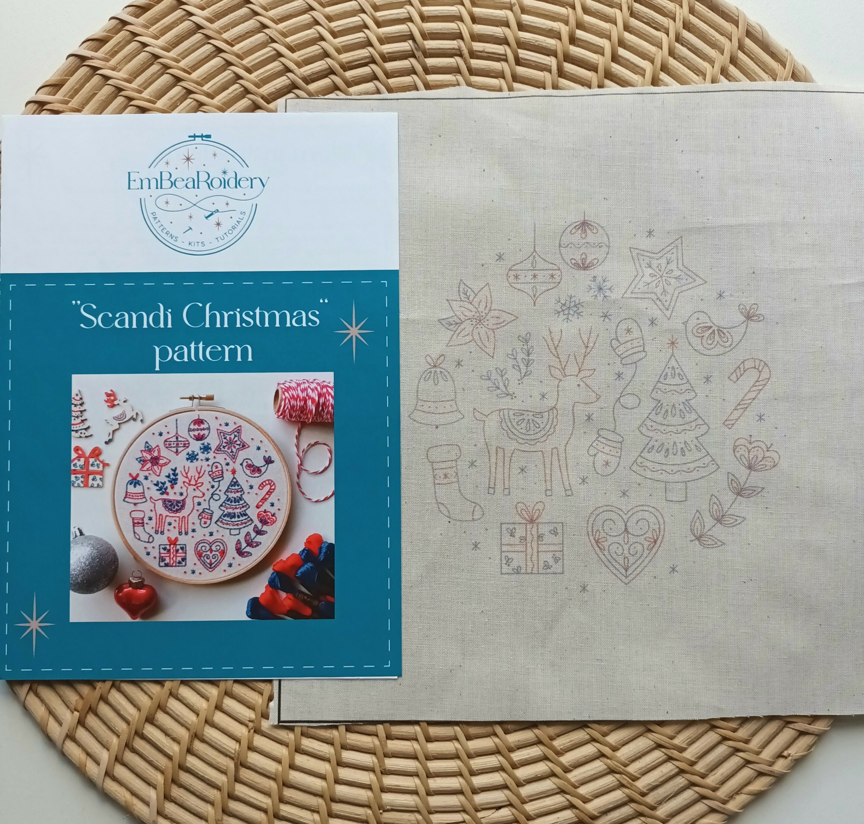 Preprinted Embroidery Pattern For Beginners - Scandi Christmas