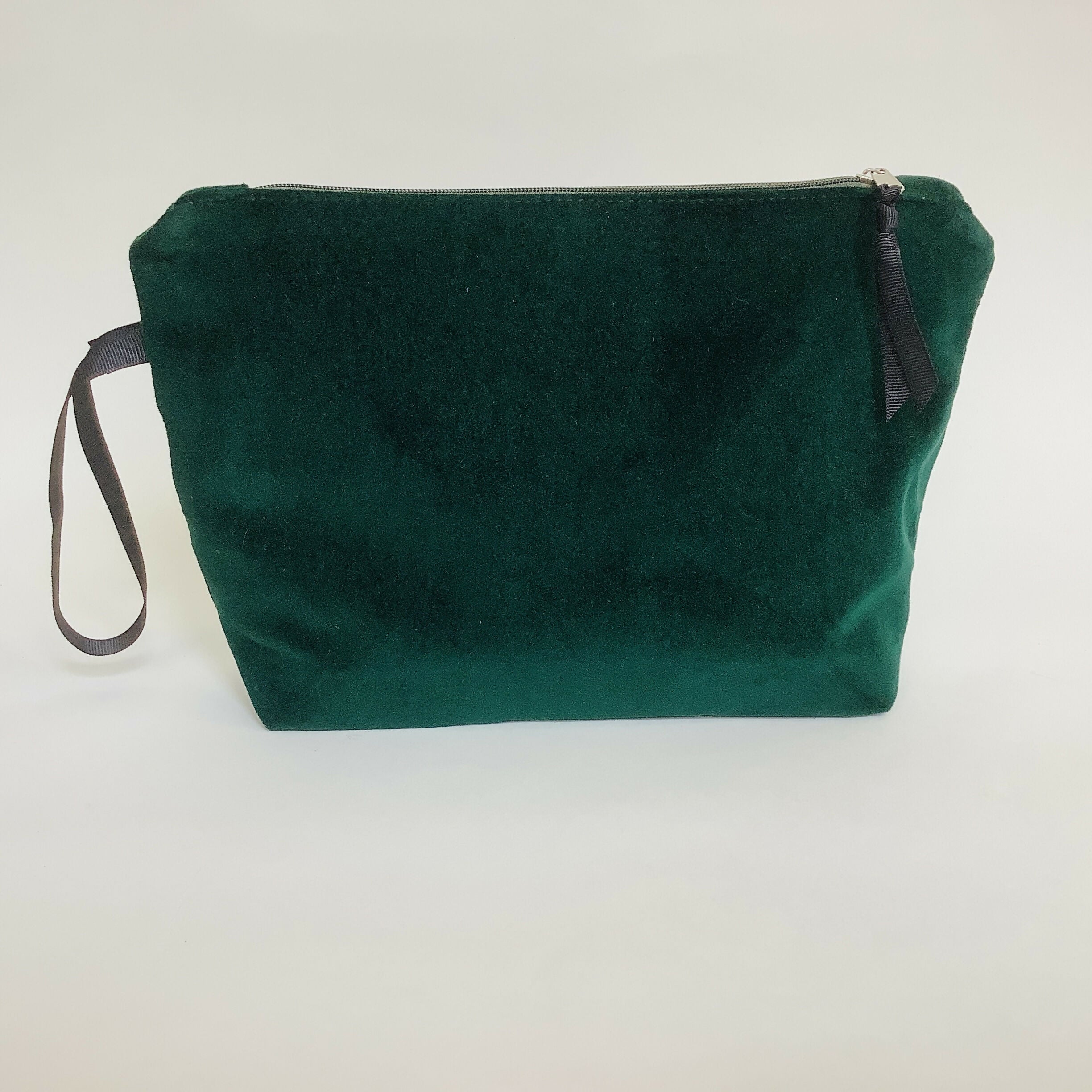 Green Velvet Hummingbird Makeup Bag