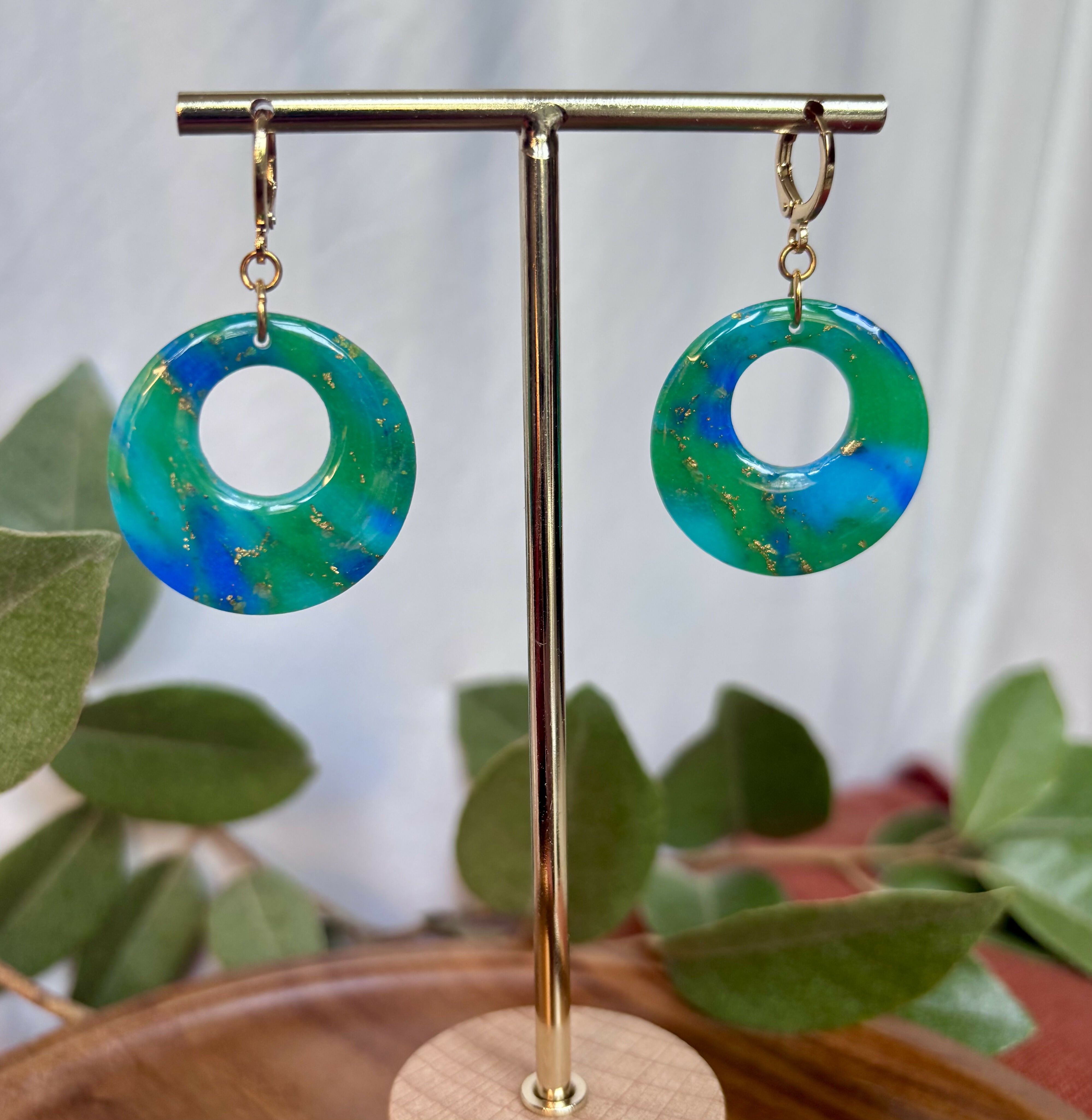 Ocean Dream Collection Round Polymer Clay Earrings