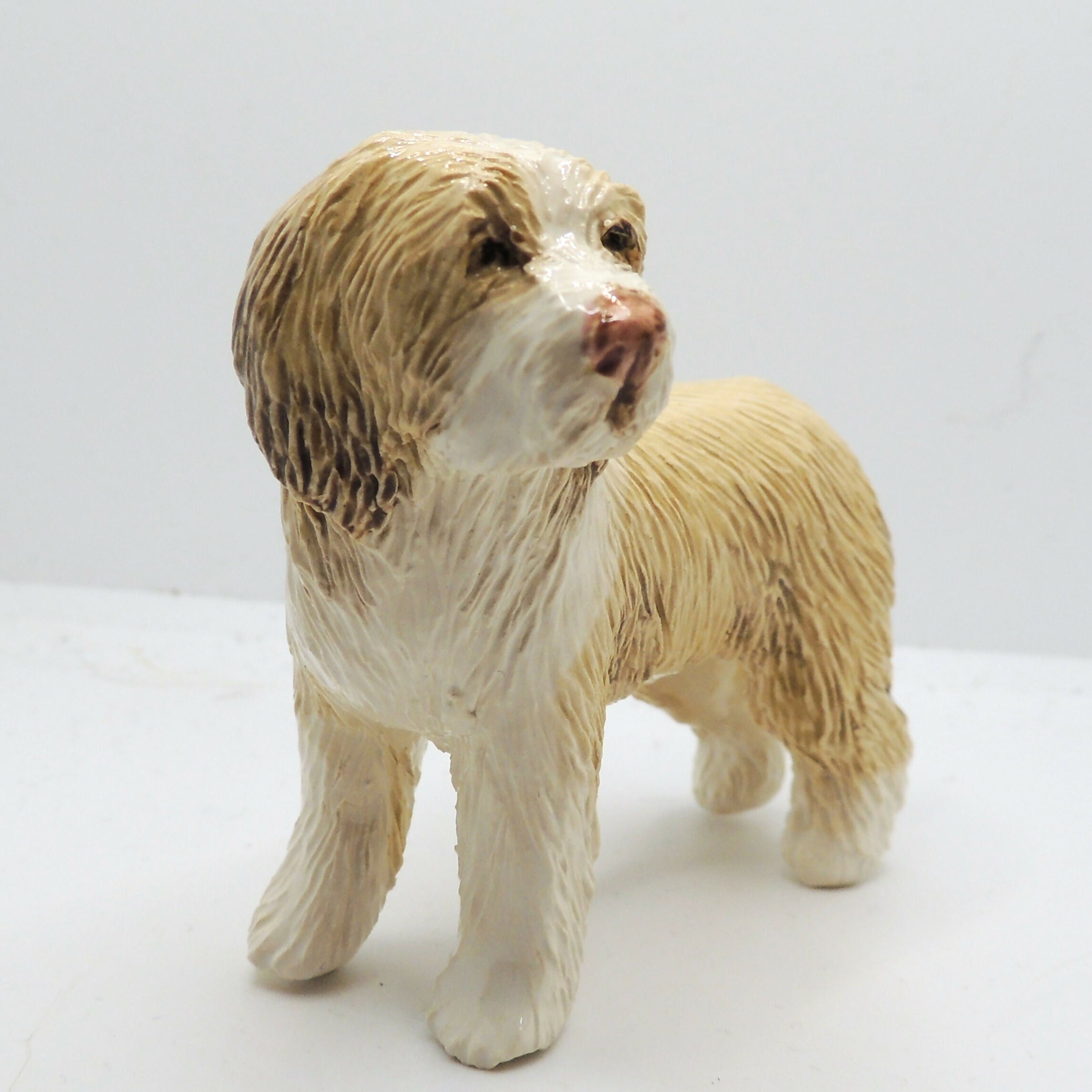 Ceramic Bearded Collie Sculpture, Fawn