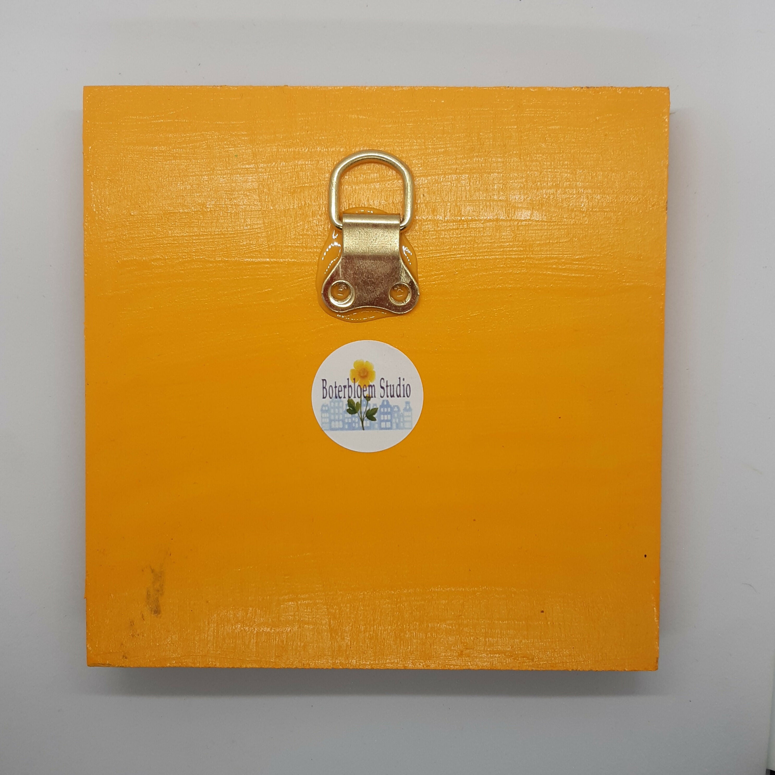 Clay Vase and Faux Flower Orange Painted Wooden Trinket Tray