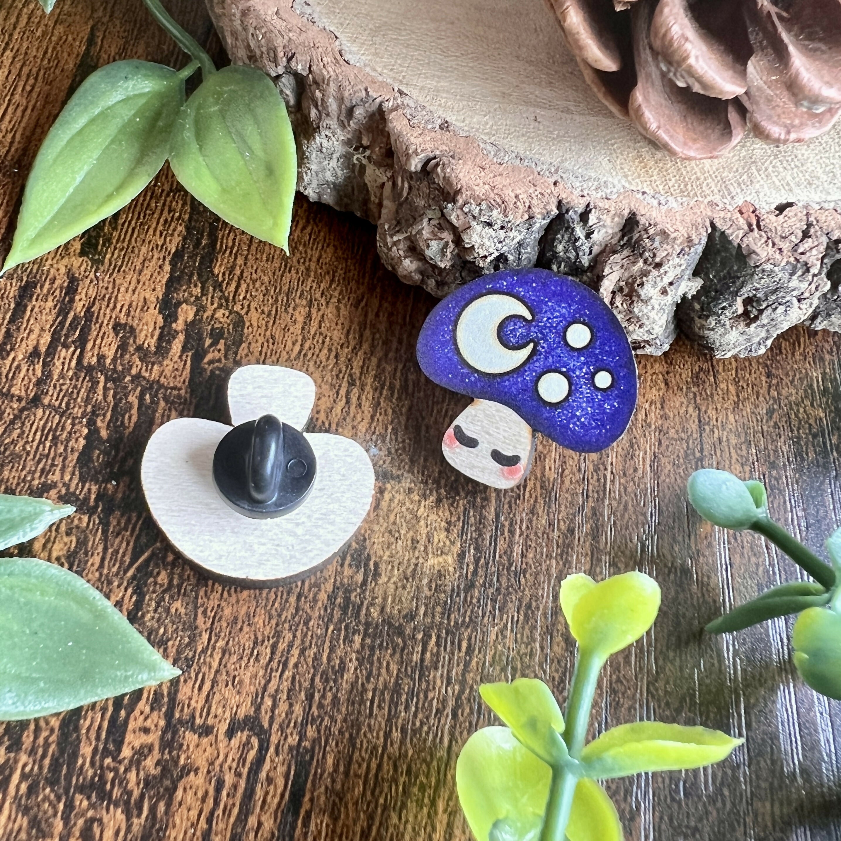 Dusk Mushroom Wooden Pin | Cute Rustic | Art & Soul