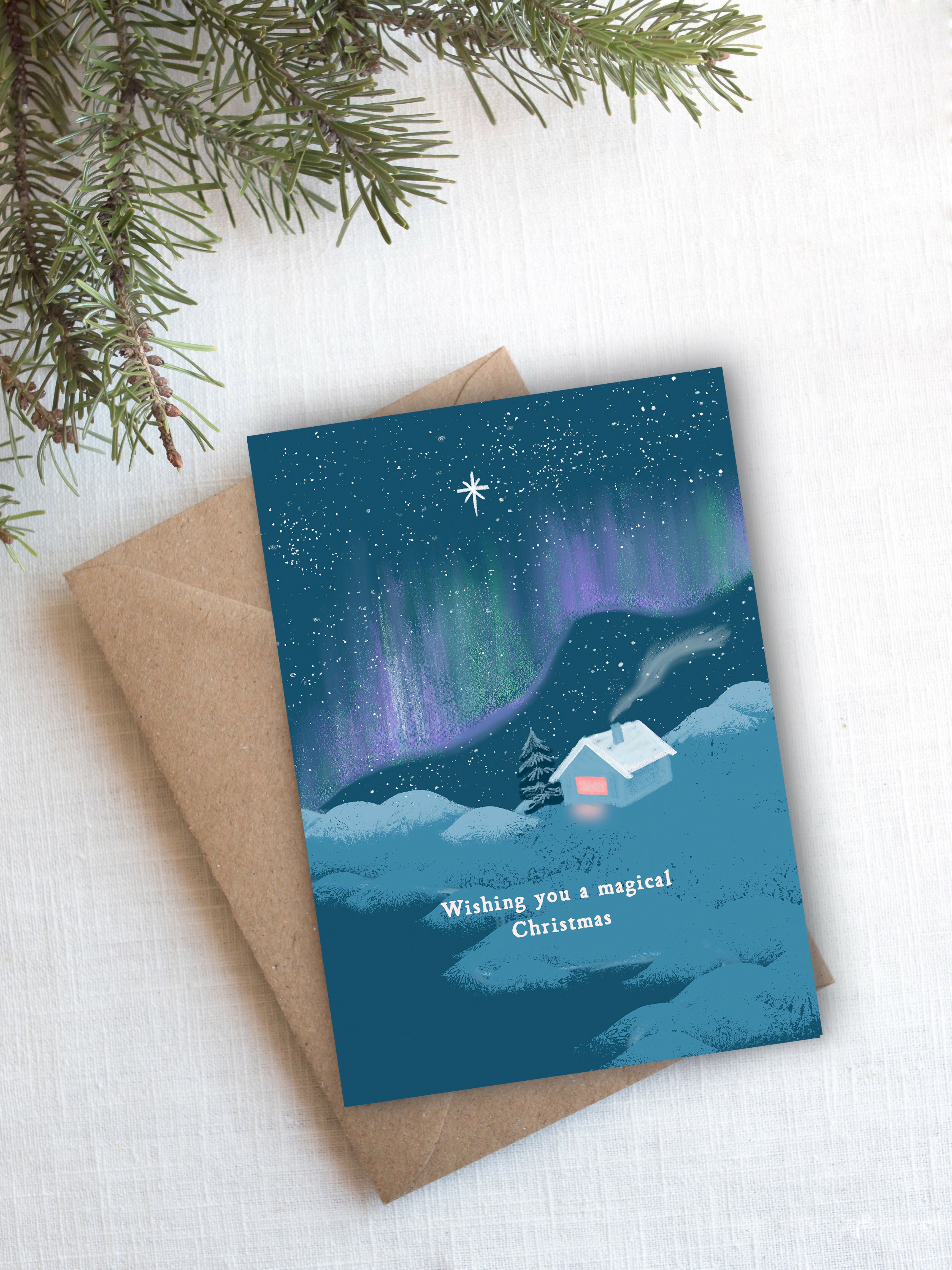 Starry Cabin Christmas Card