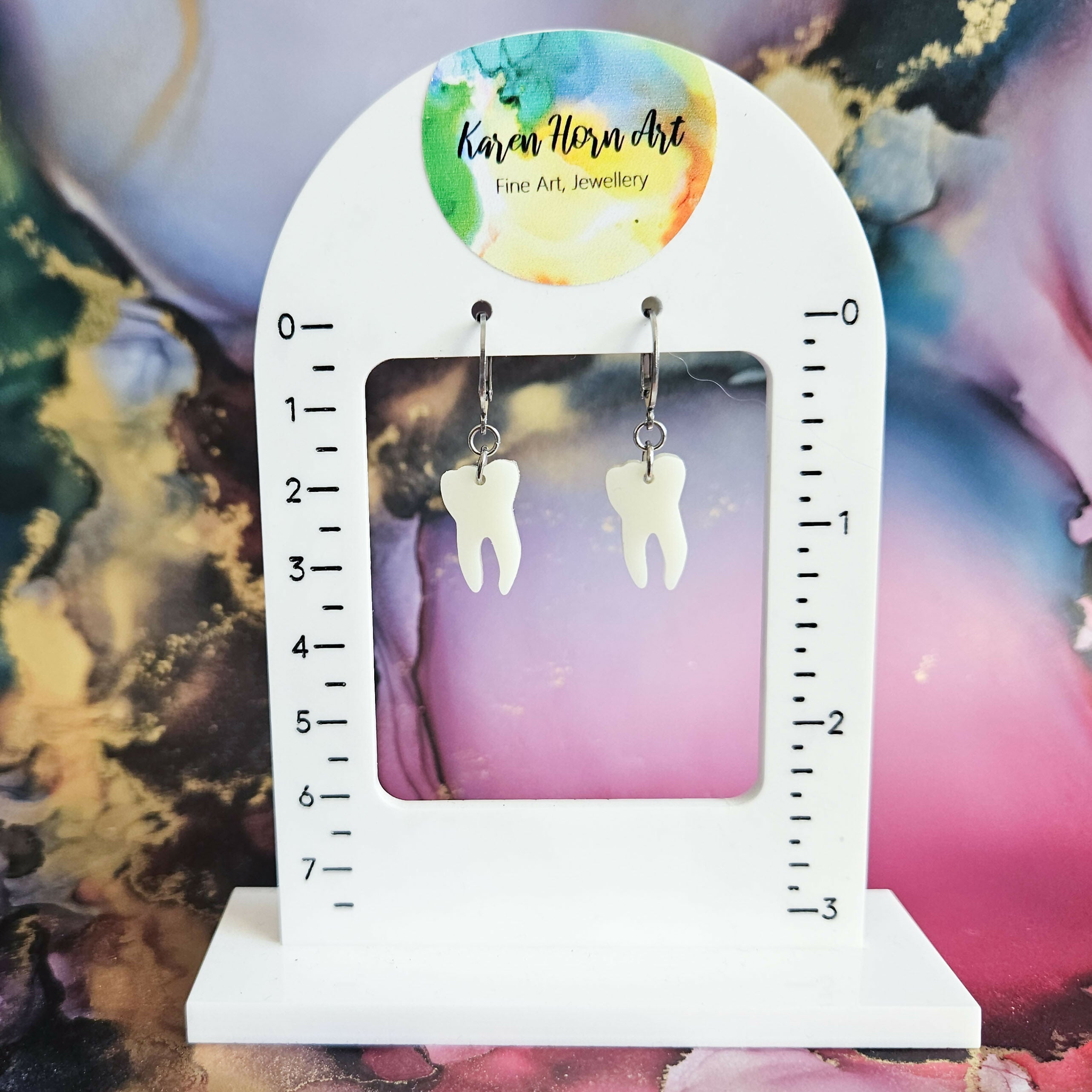 Handmade Resin Teeth Charms On Huggie Hoops