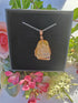 Yellow Fire Quartz Wire Wrapped Crystal Necklace on Sterling Silver Chain