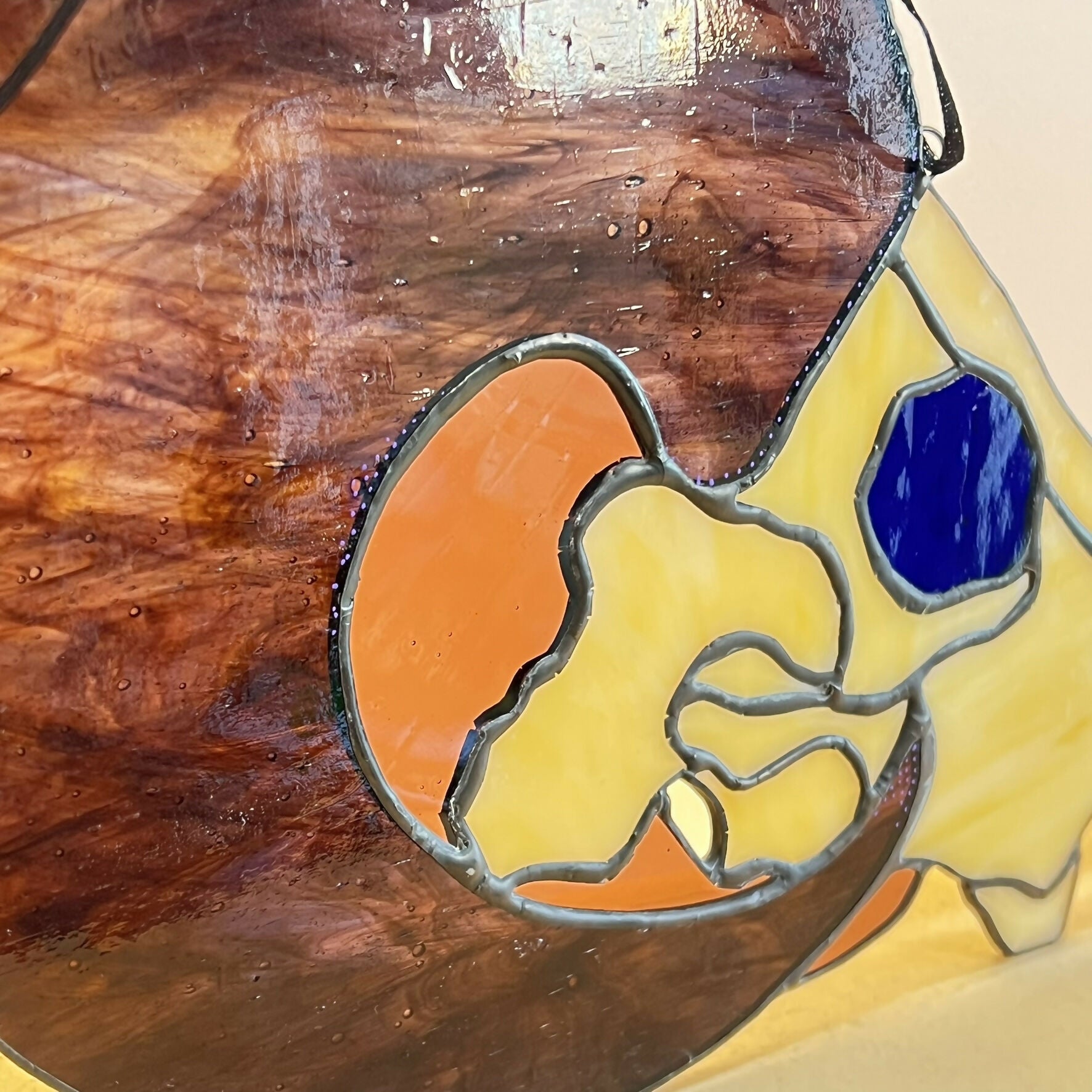 Stained Glass Sheep Skull with Purple Horn