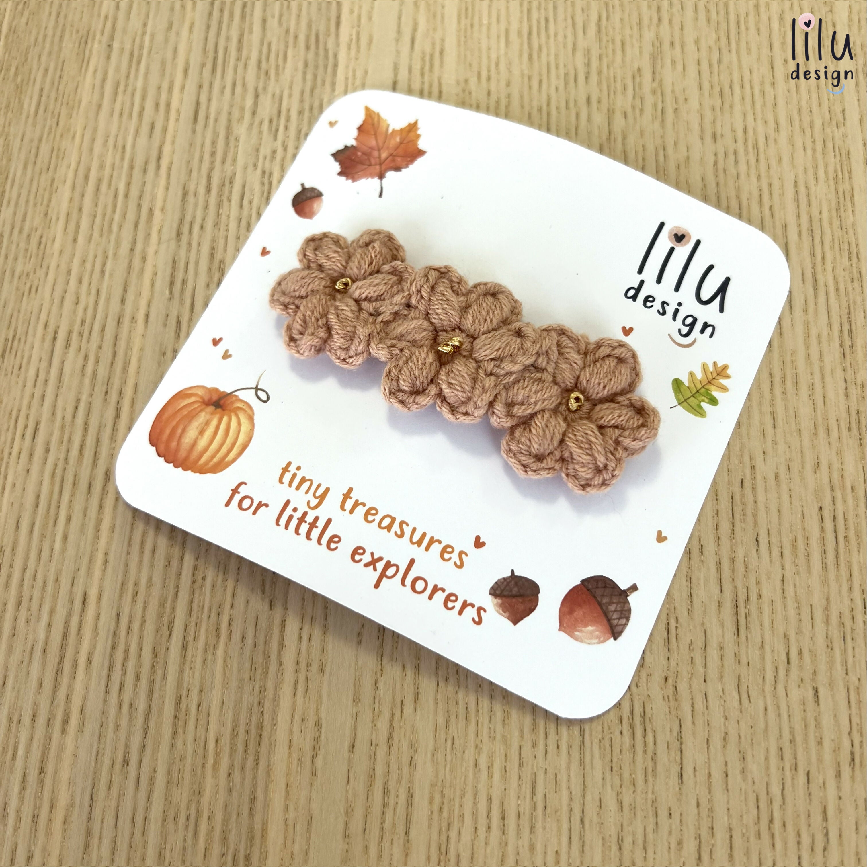 Crochet Hair Clip - Three Flowers