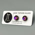 Pink & Purple Flower Dichroic Fused Glass Sterling Silver Stud Earrings - Handmade by Jade Tapson Glass.