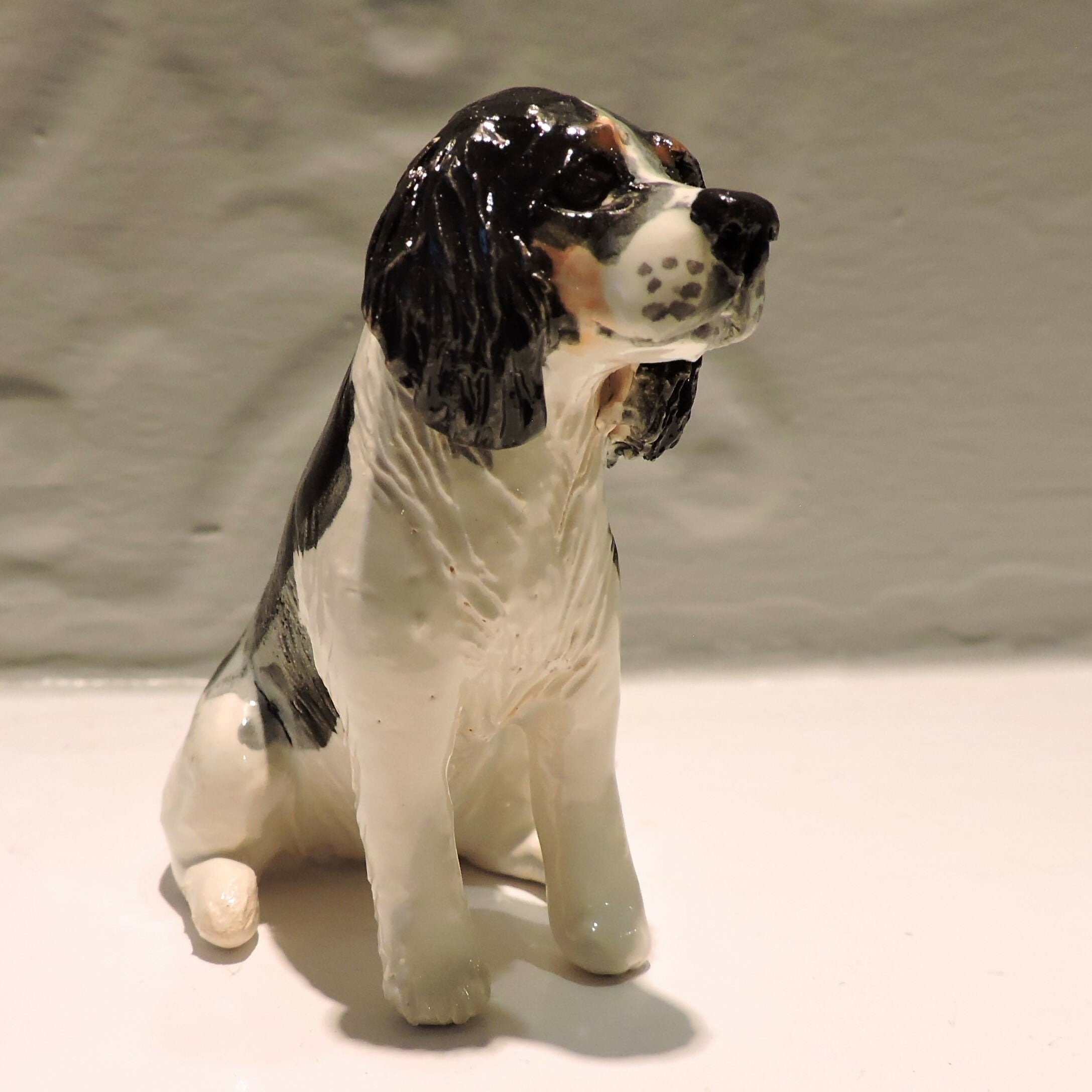 Ceramic cavalier king charles spaniel dog sculpture