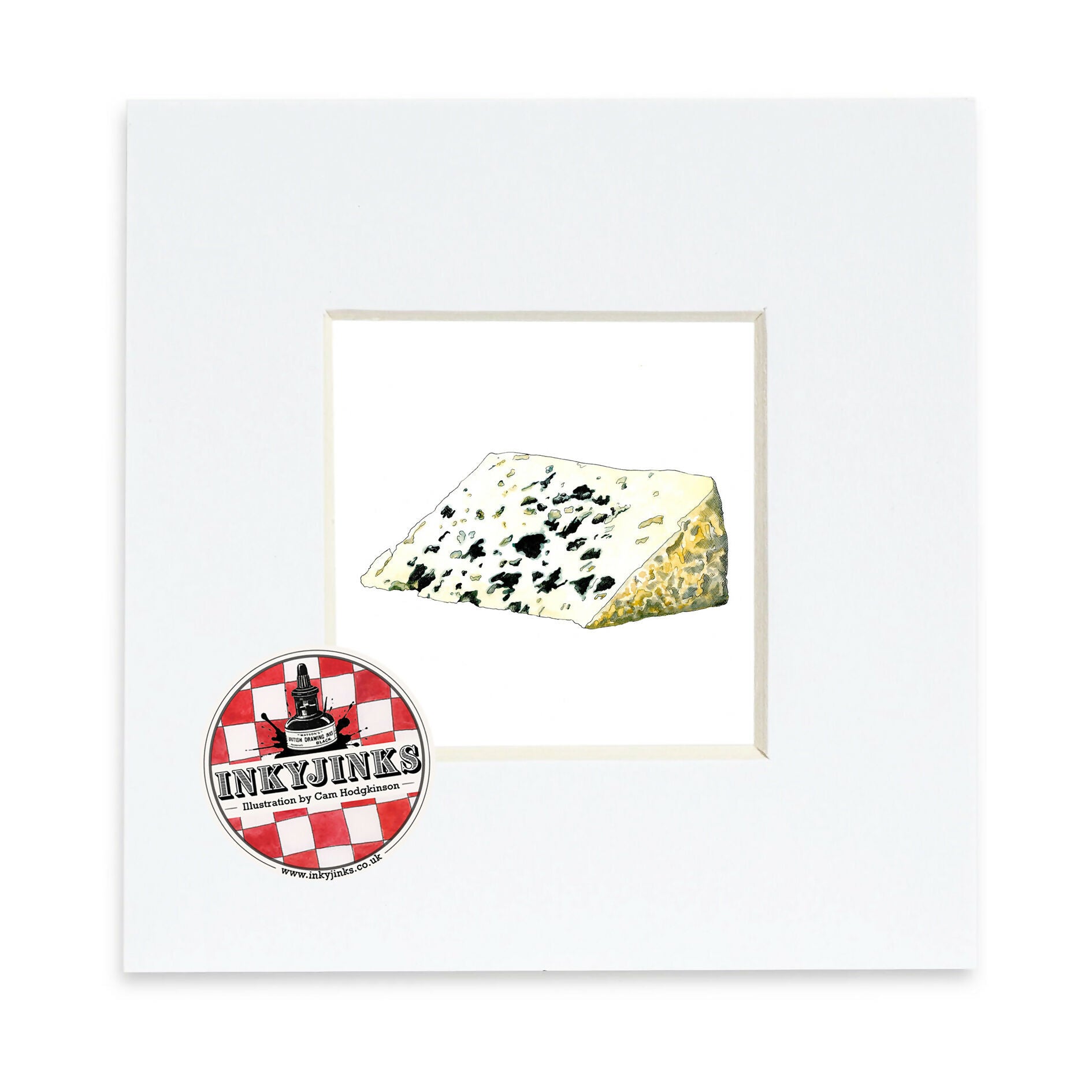 4” x 4” Mini Mounted Giclée Print of Roquefort Cheese