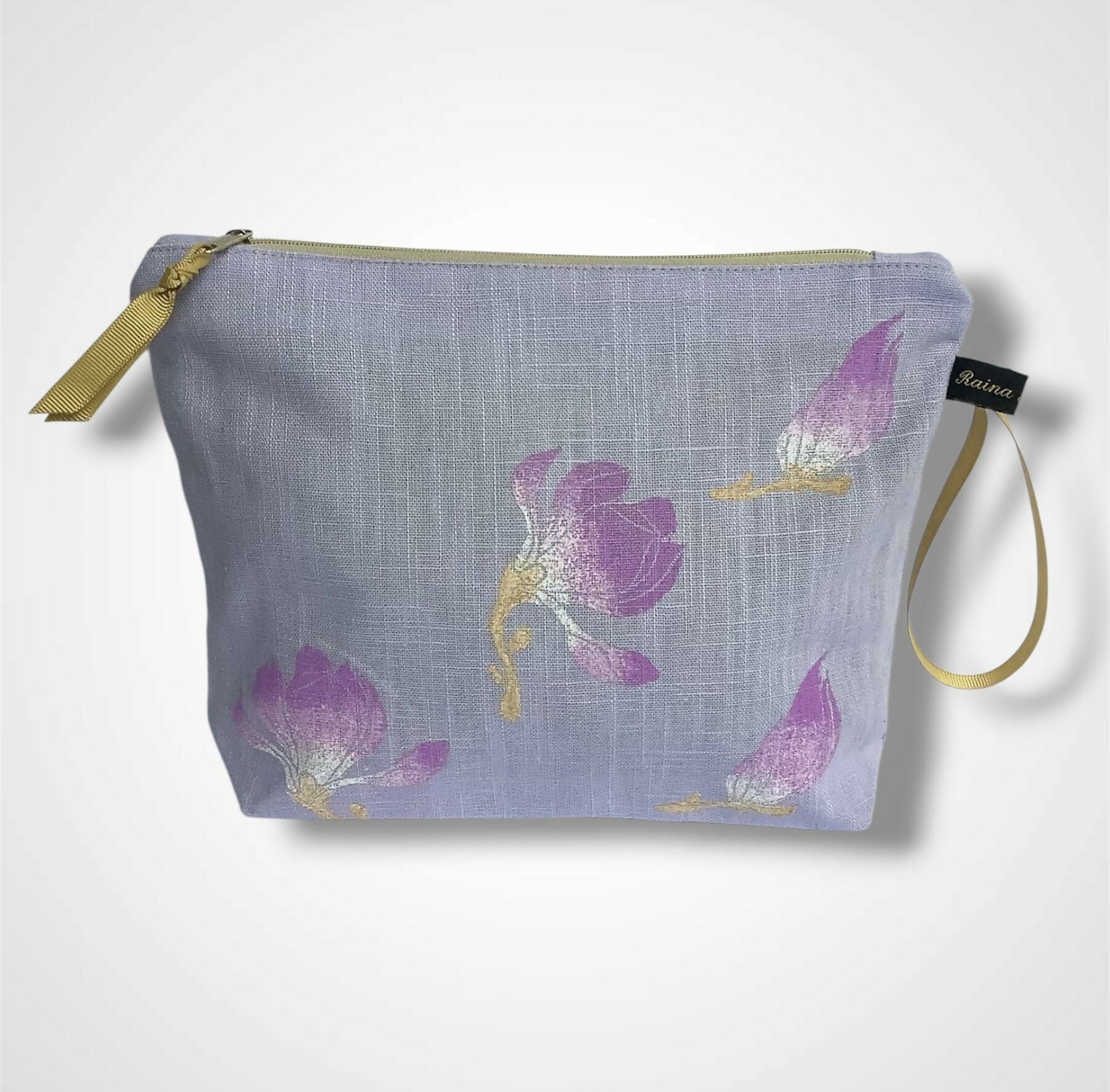Lilac Magnolias Linen Women’s Makeup Bag