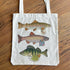 Fish say no to plastic! Handprinted, Illustrated Natural tote bag