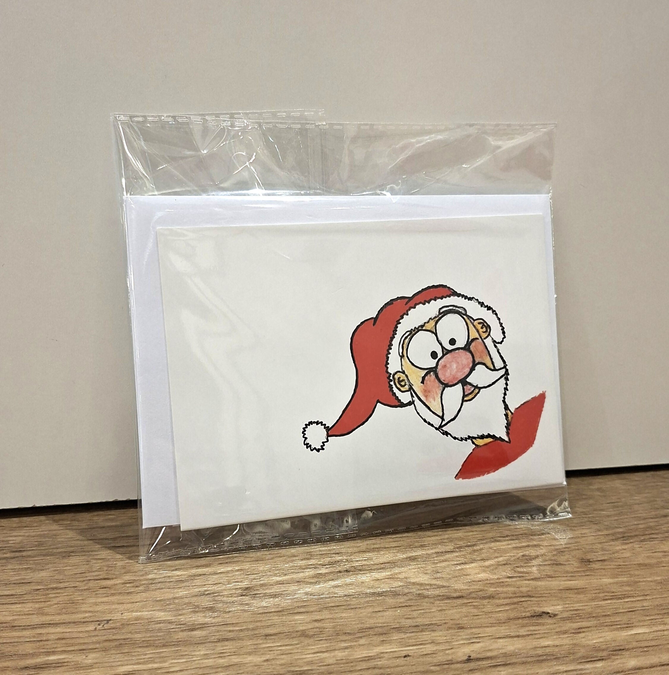 Peering Santa Christmas Card Twin Pack