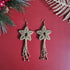 Christmas Shooting Star Earrings; Macrame Gold Sparkly Knotted Cord Festive Handmade Earrings