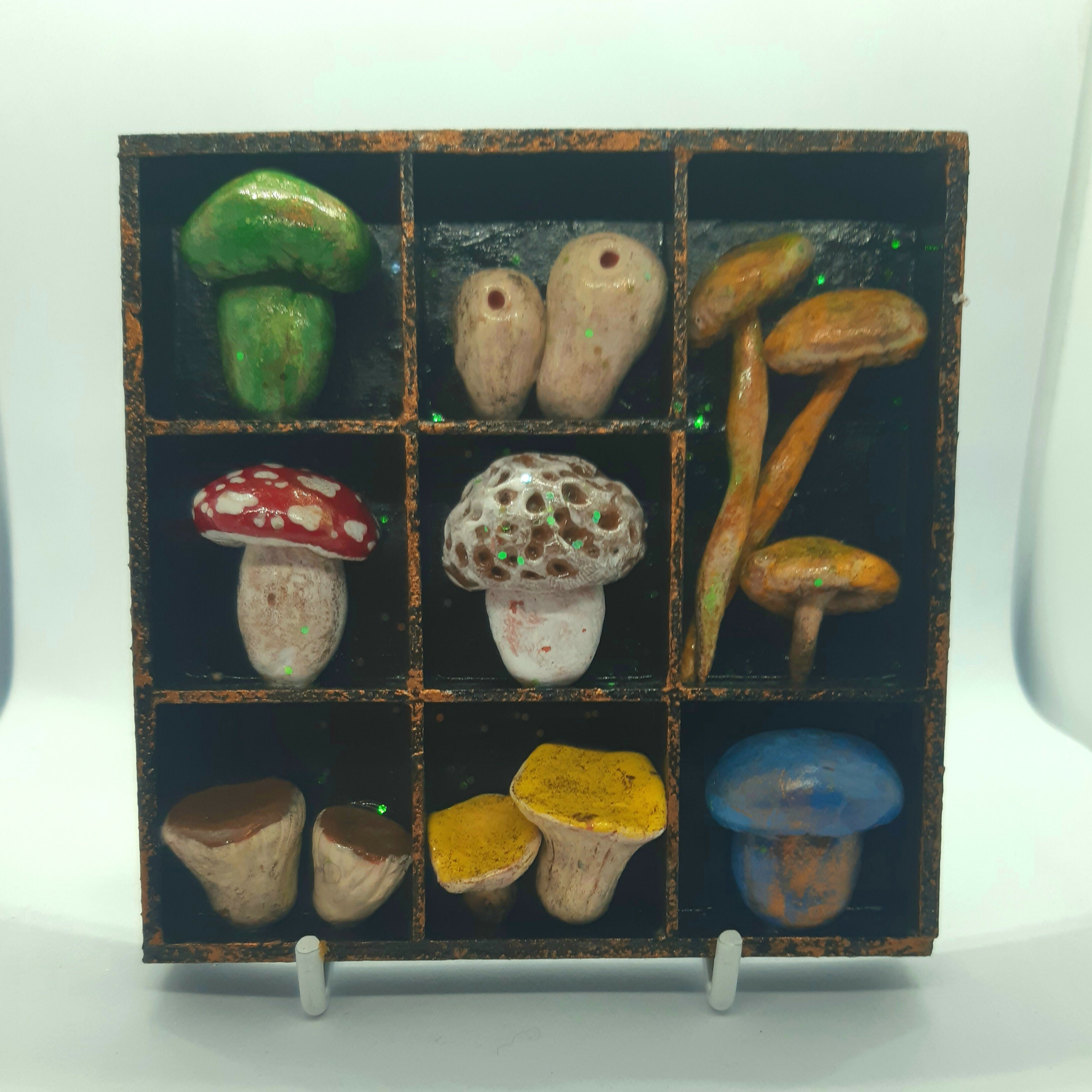 Clay Toadstool Small Wooden Black Painted Trinket Tray