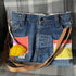 Unique Bag Handbag Made From Upcycled Jeans And Fabric With Detachable Handle And Gonk Decoration