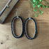 Large Silver Plated Blue Agate Beaded Oval Earrings