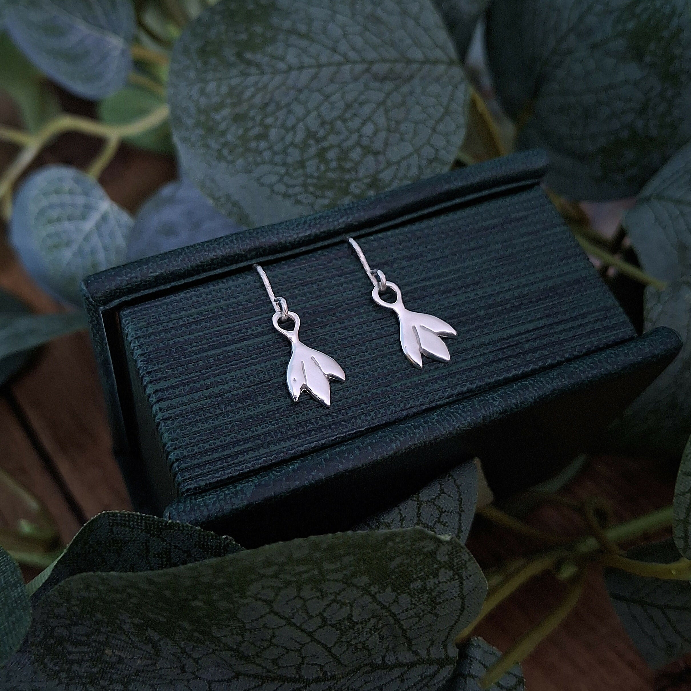 Handmade Silver Snowdrop Earrings Small