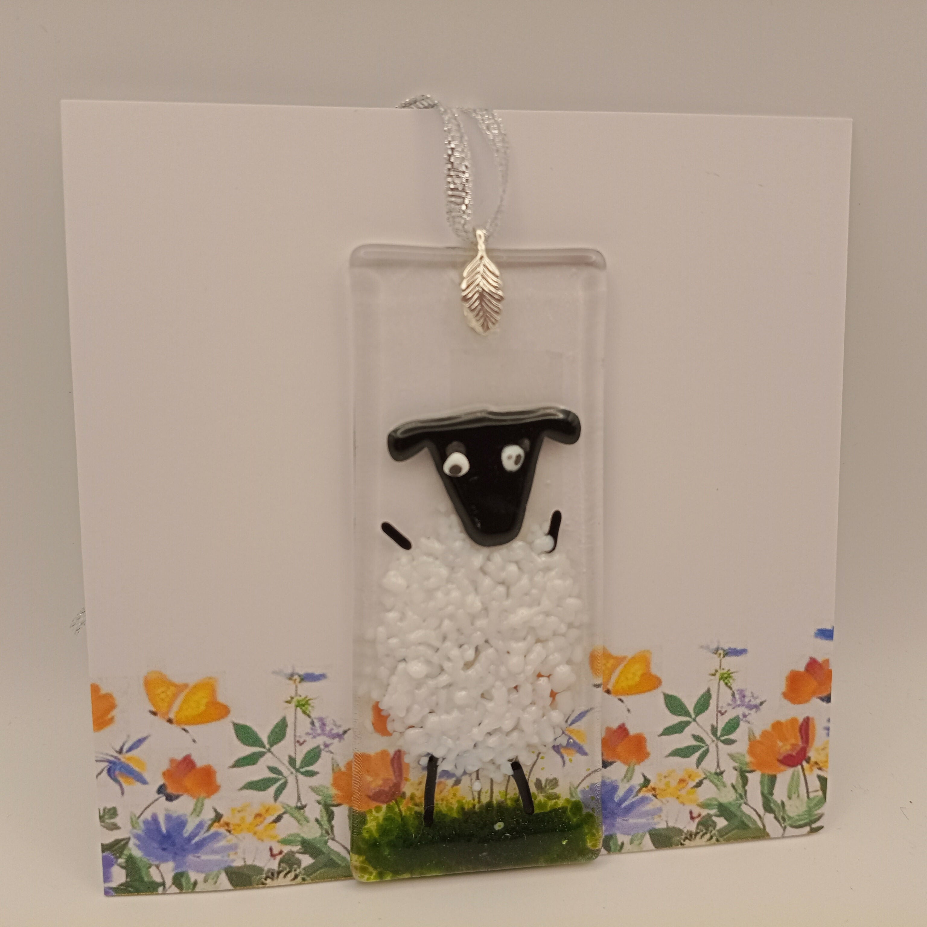 Fused Glass Sheep Card