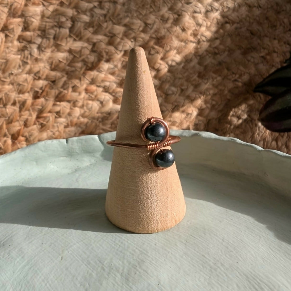 Adjustable Wire Wrapped Copper Rings With Crystals